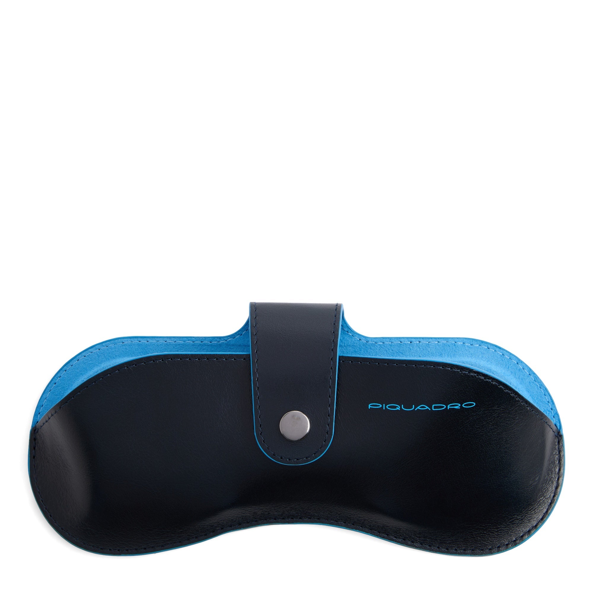 Piquadro Connequ Brillenetui Leder Blau MagSafe mit Tracker