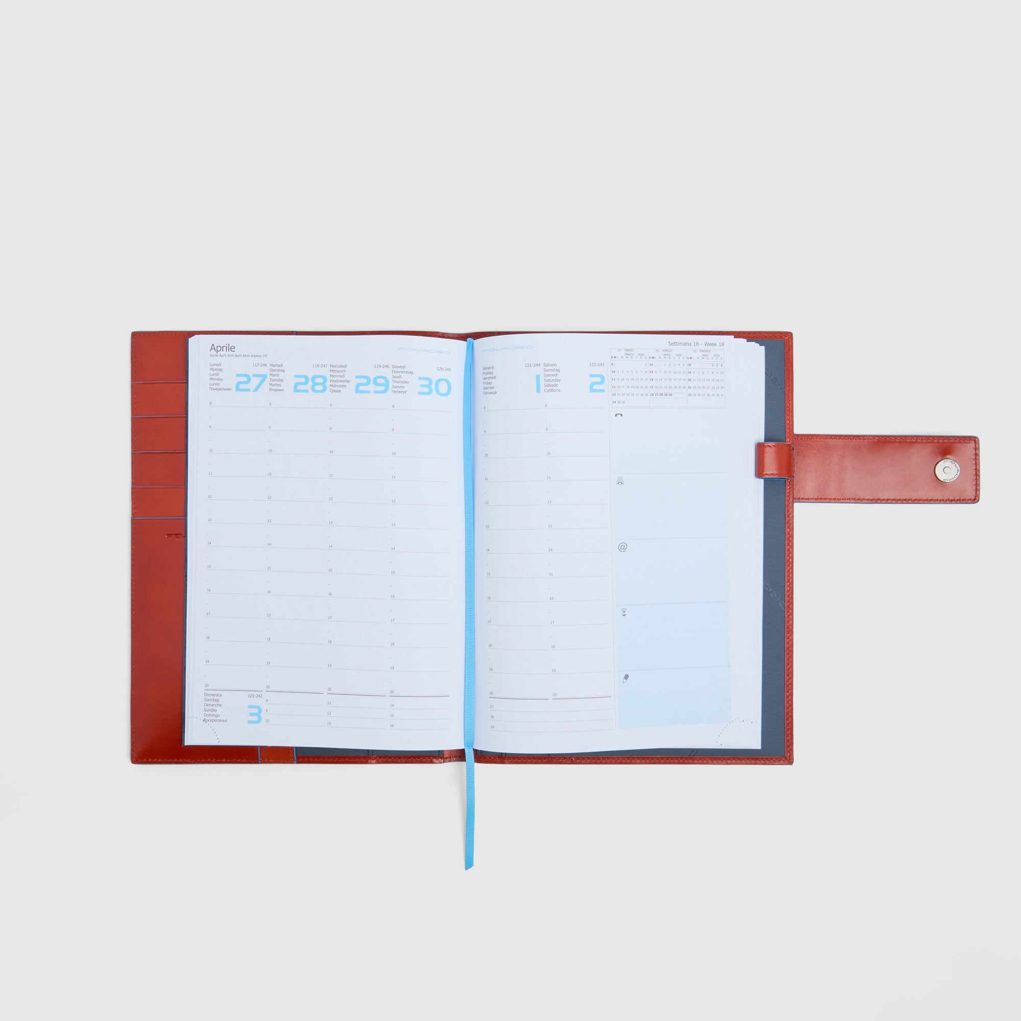 Piquadro Blue Square Wochenkalender Leder Stifthalter Schwarz