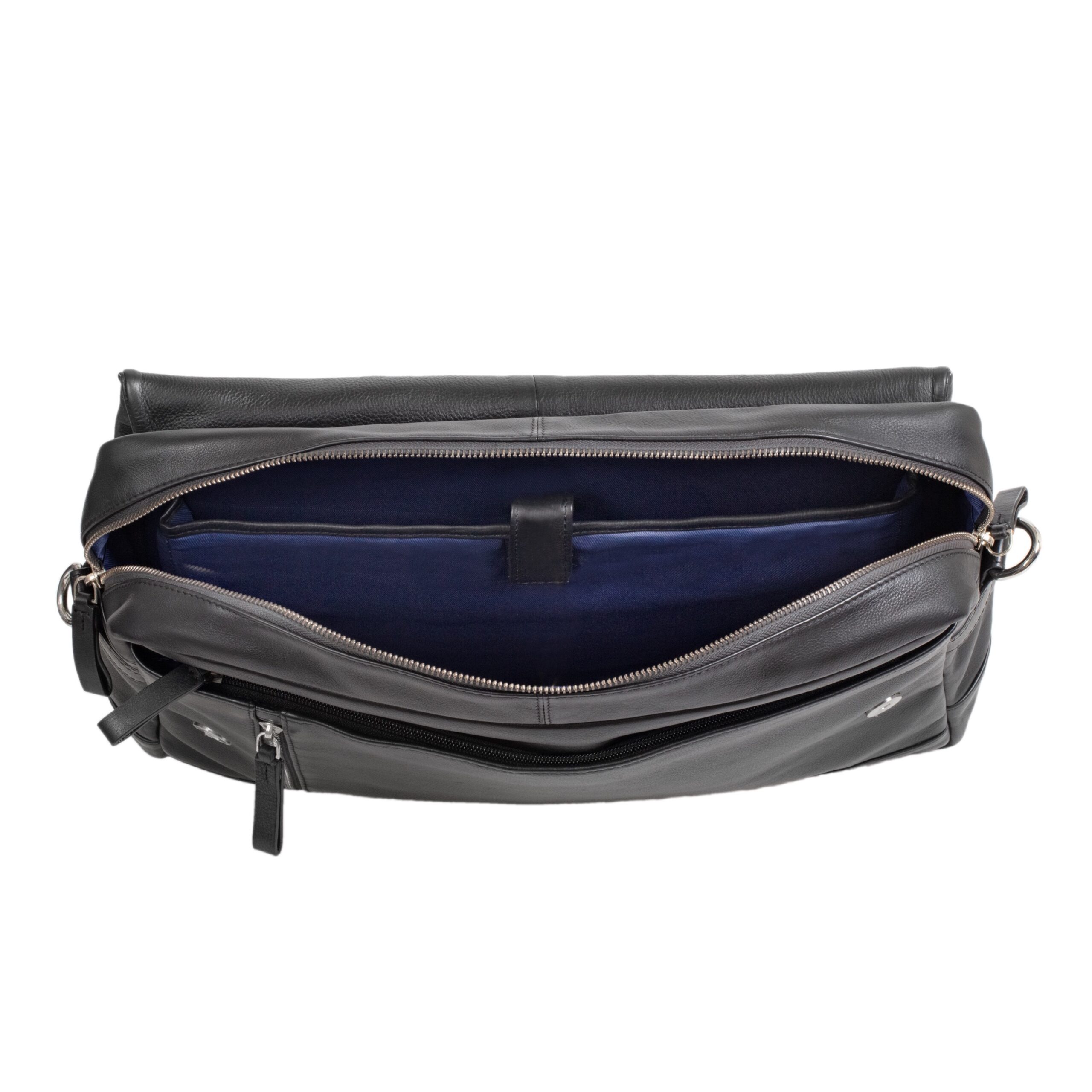Lightpak Oro Schultertasche schwarz Leder Laptopfach
