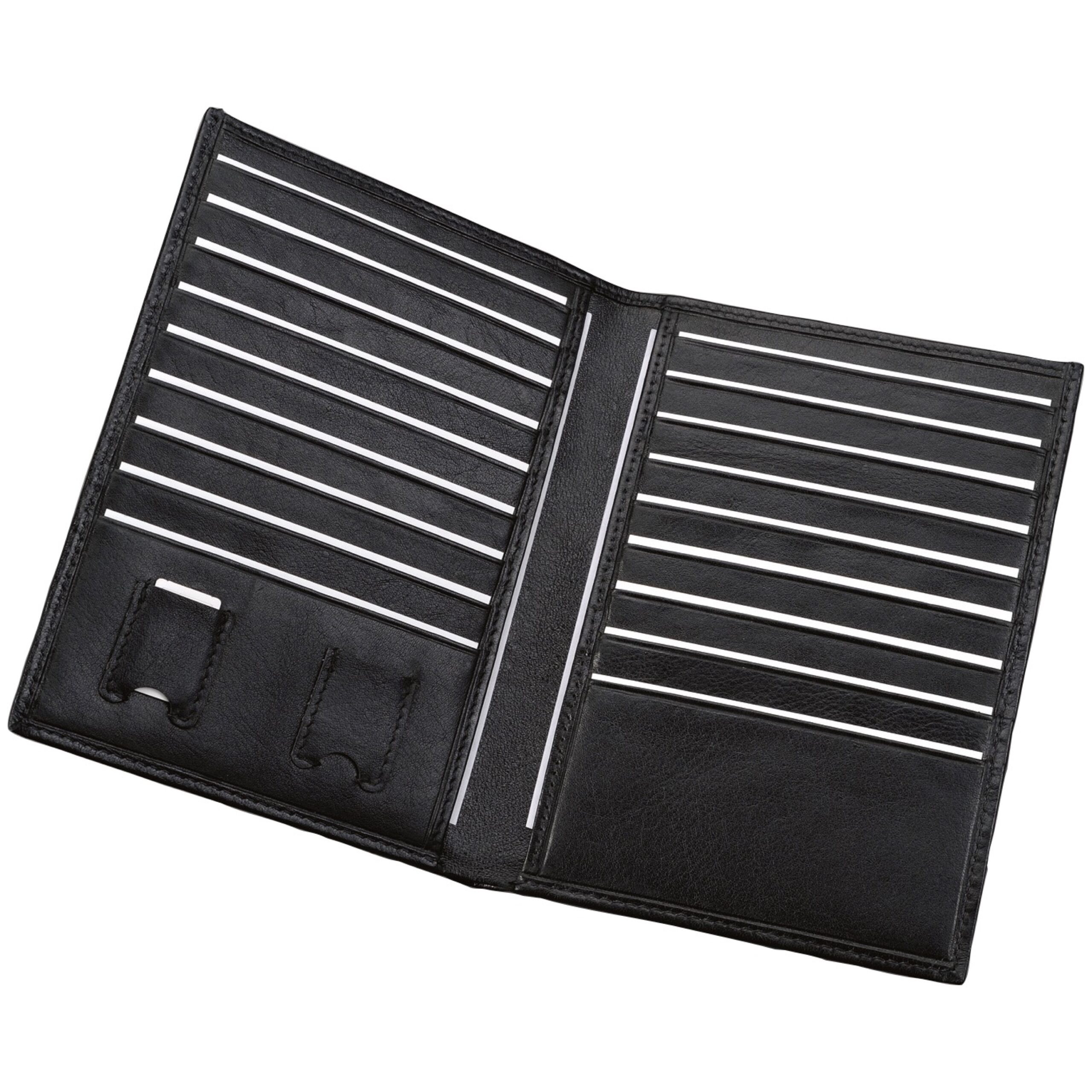 Lightpak Kreditkartenetui Schwarz Leder 18 Fächer