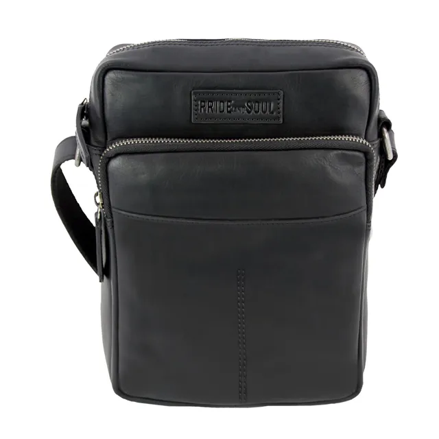 Lightpak PORT Umhängetasche Tasche schwarz Leder 18x25cm