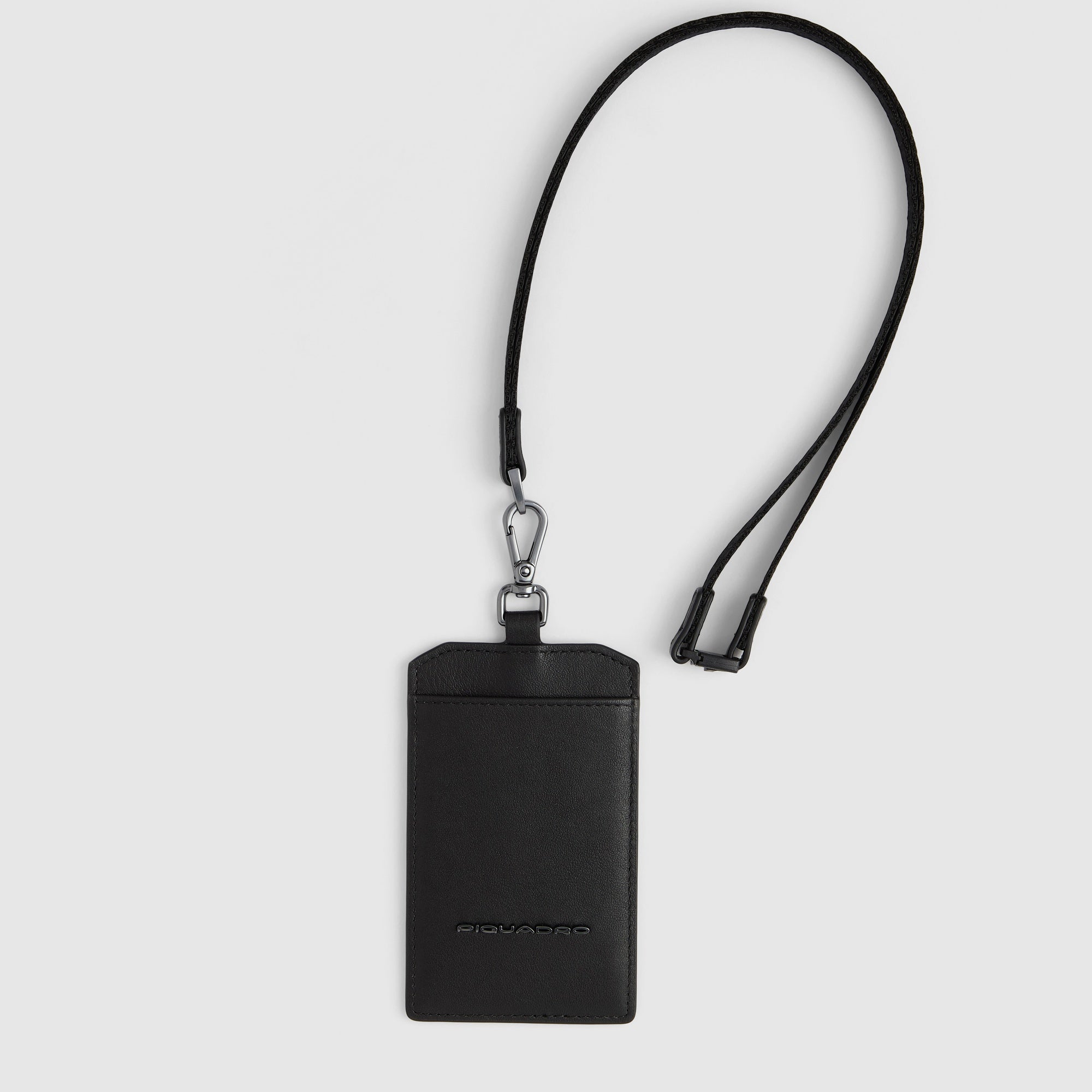 Piquadro Blue Square Ausweishalter Leder schwarz Karabiner