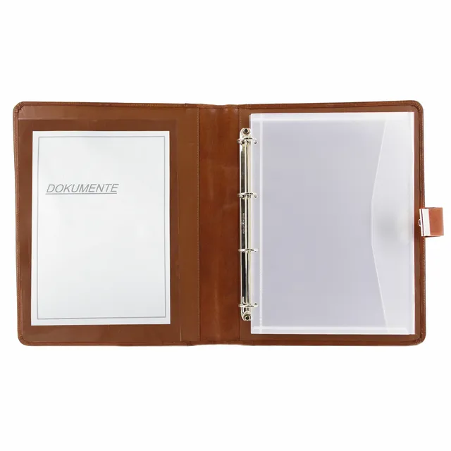 Lightpak Dokumentenmappe A4 Schloss Cognac Leder