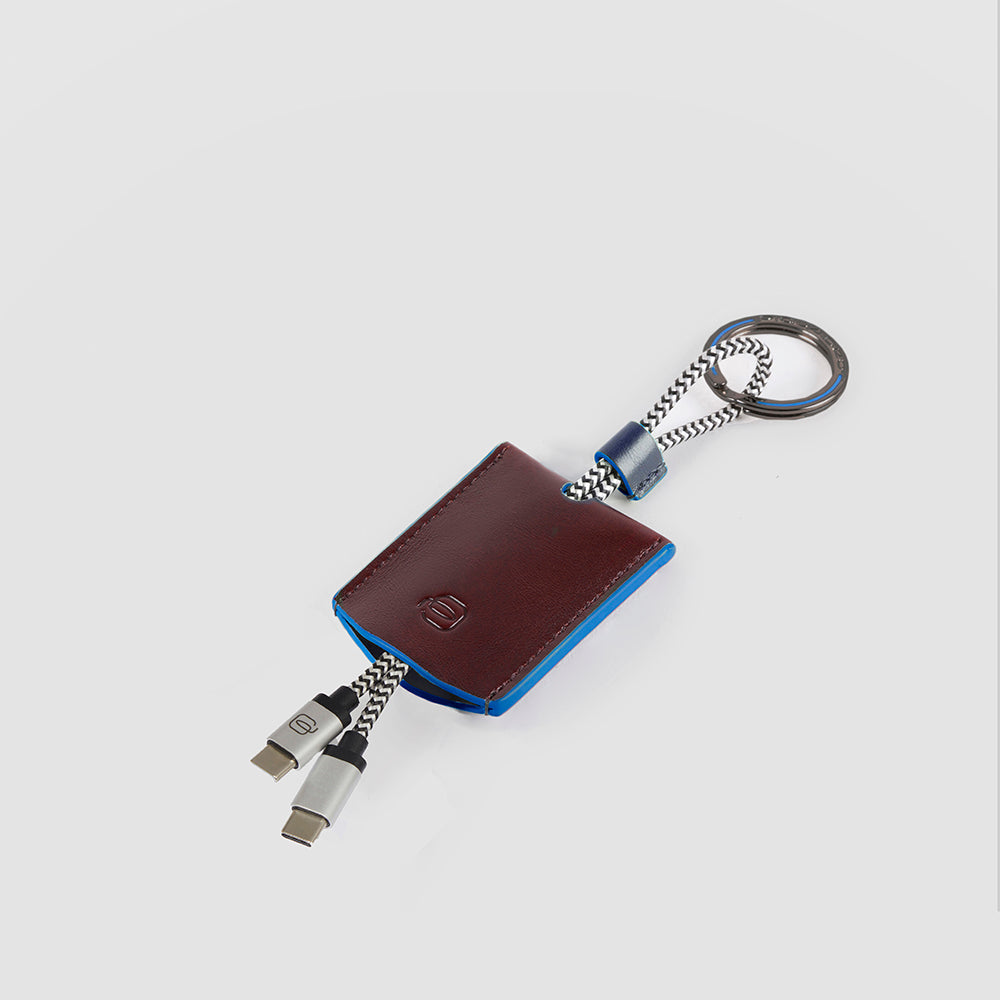 Piquadro BagMotic Schlüsselanhänger Leder USB-C braun