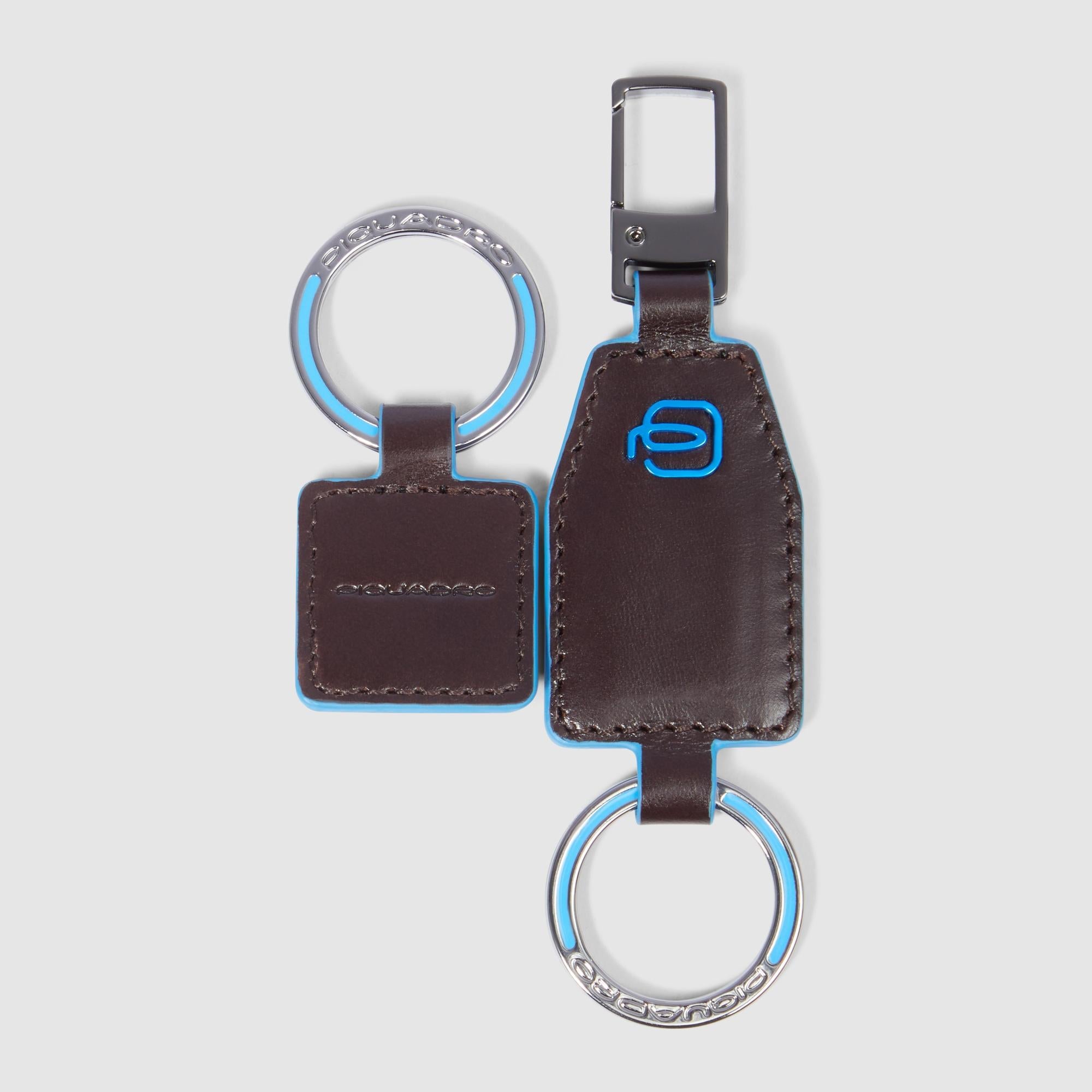 Piquadro Blue Square Schlüsselanhänger Leder Blau teilbar