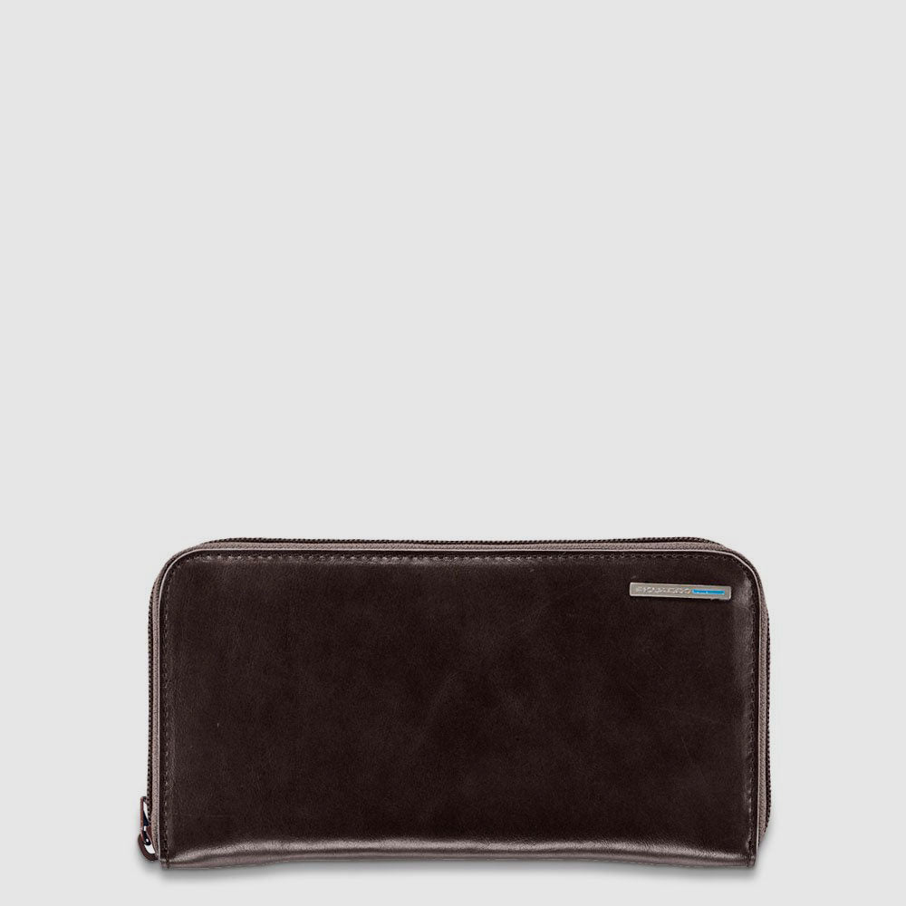 Piquadro Materia Damen-Geldbörse Leder Zip-around Schwarz