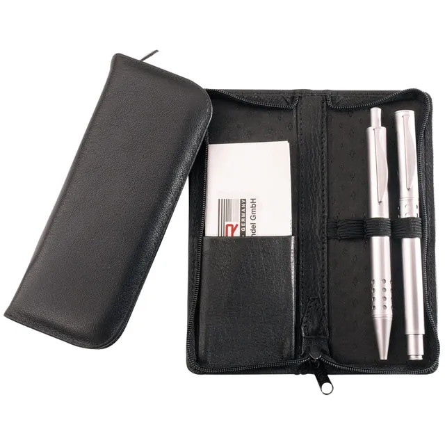 Lightpak Schreibgeräteetui Leder schwarz 3 Stifte