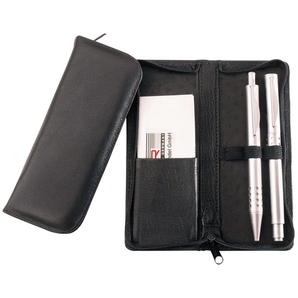 Lightpak Schreibgeräteetui Leder schwarz 3 Stifte