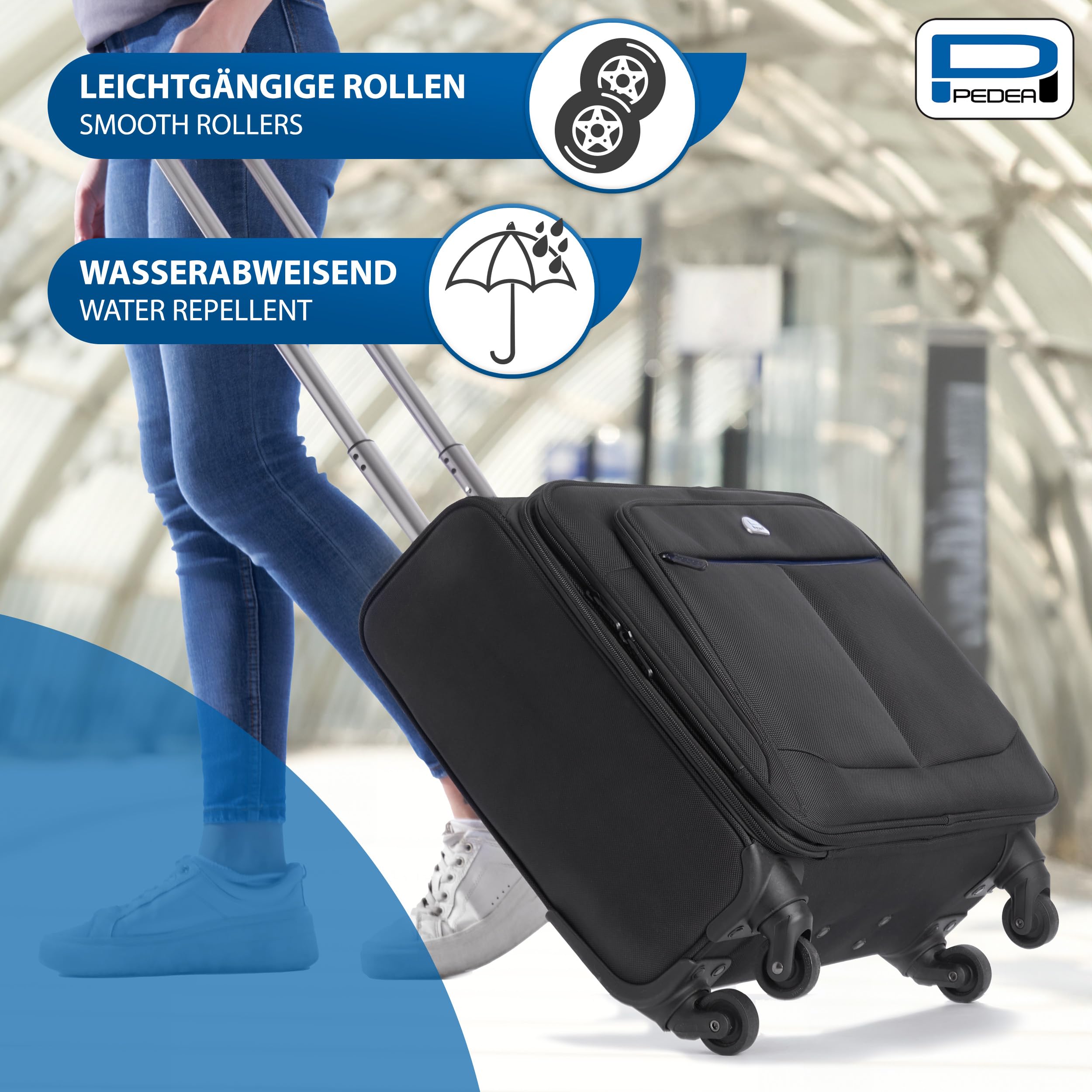 PEDEA Premium Plus Laptop-Trolley 17,3 Zoll Rollkoffer Schwarz