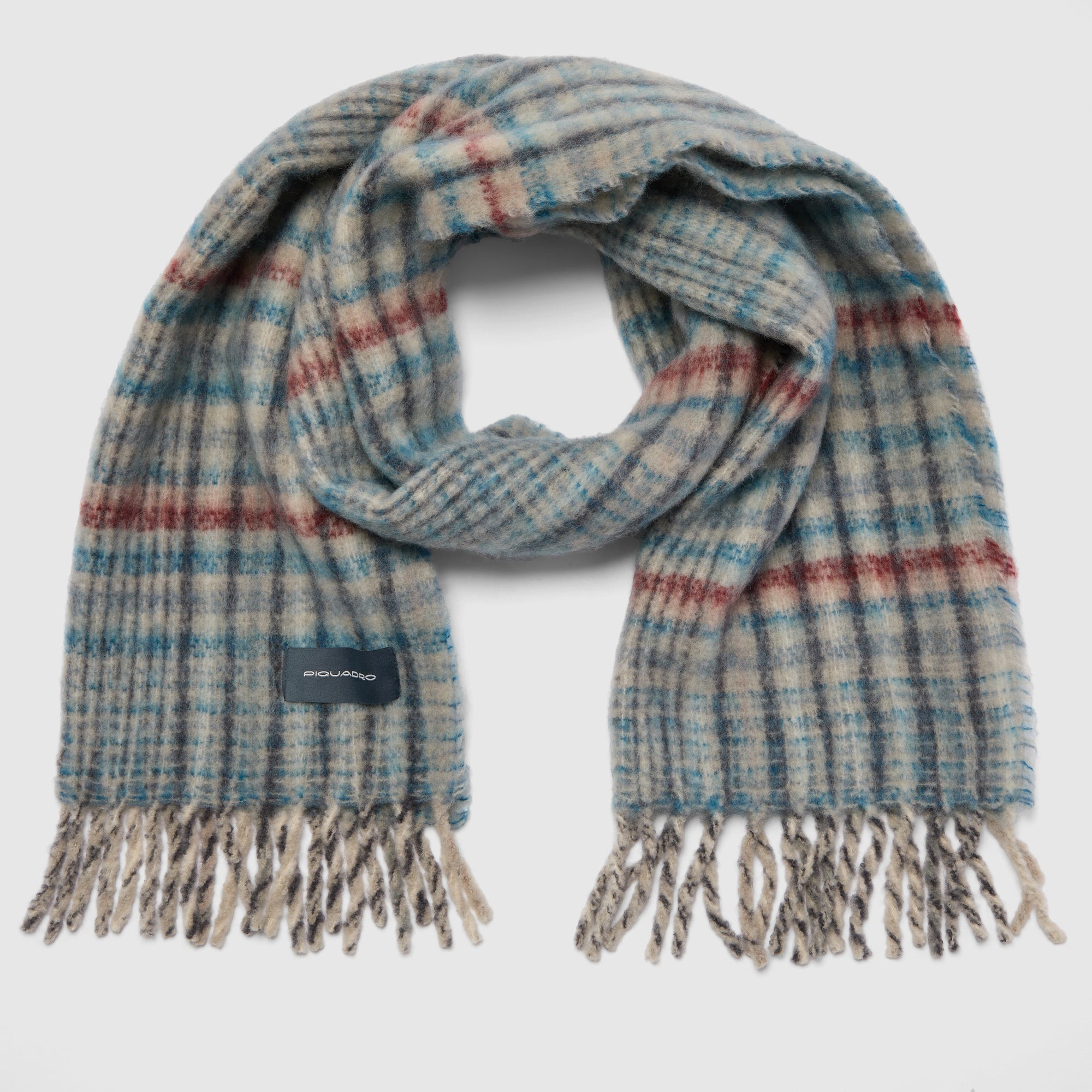 Piquadro Urban Schal Wollmischung Mohair-Effekt Blau