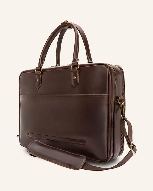 Buckle & Seam Albert XL Briefcase Aktentasche Braun 15 Zoll