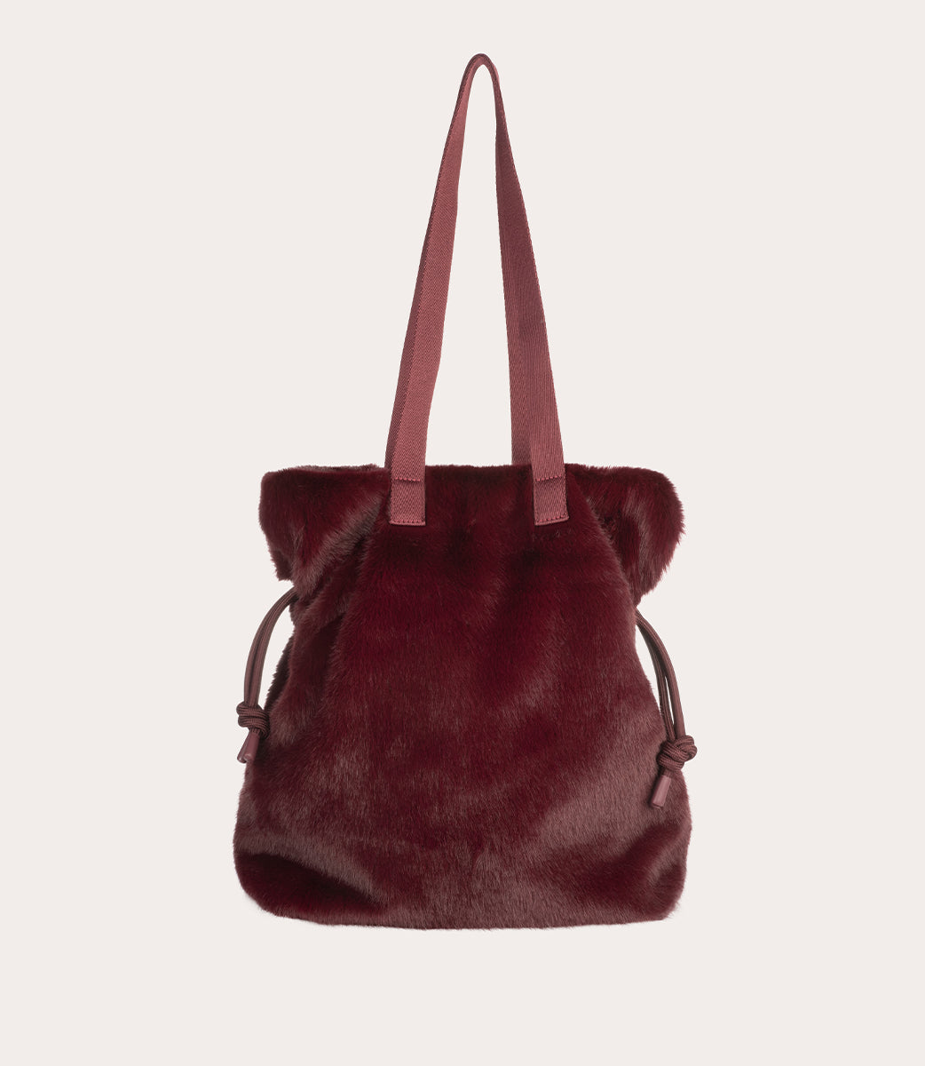 Tucano Nina Fur Shopper Laptoptasche bordeaux Kunstfell