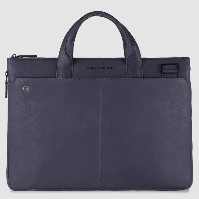 Piquadro Black Square Aktentasche 15,6 Zoll Schwarz Leder erweiterbar