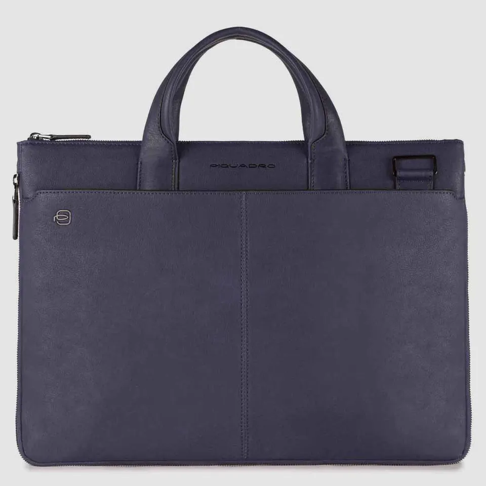 Piquadro Black Square Aktentasche 15,6 Zoll Schwarz Leder erweiterbar