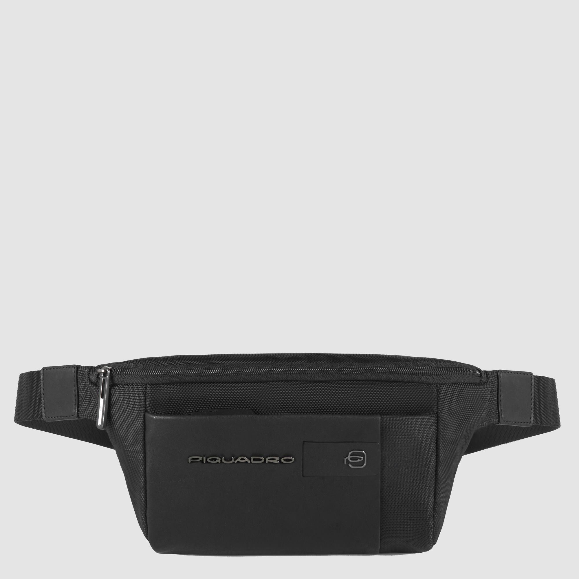 Piquadro Corner 2.0 Bauchtasche Recycling Leder Schwarz