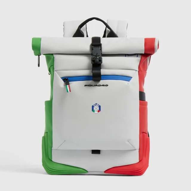 Piquadro Corner 2.0 Roll-Top Rucksack FISI Braun Laptopfach