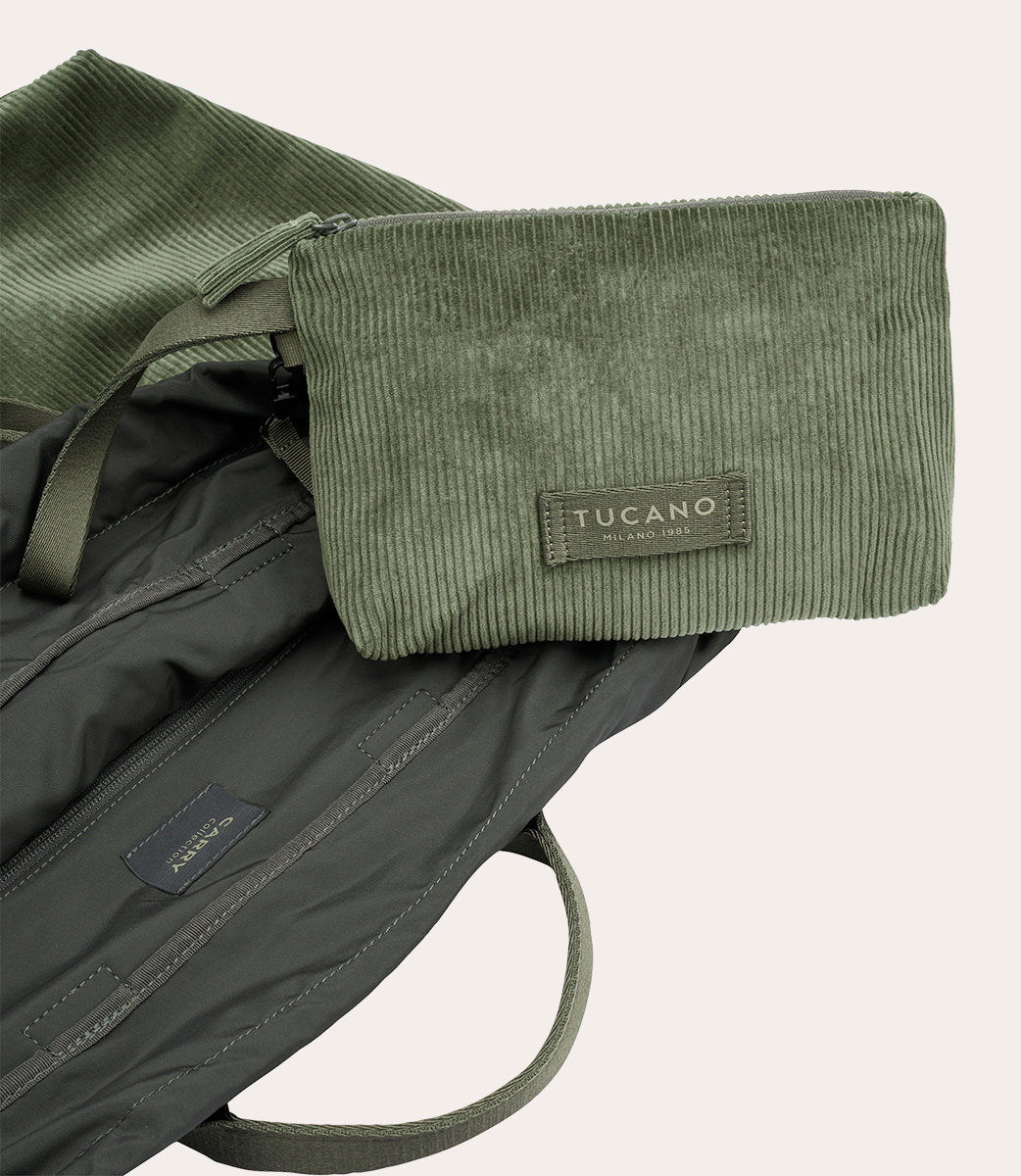Tucano Carry Corduroy Medium Shopper Grün Samt