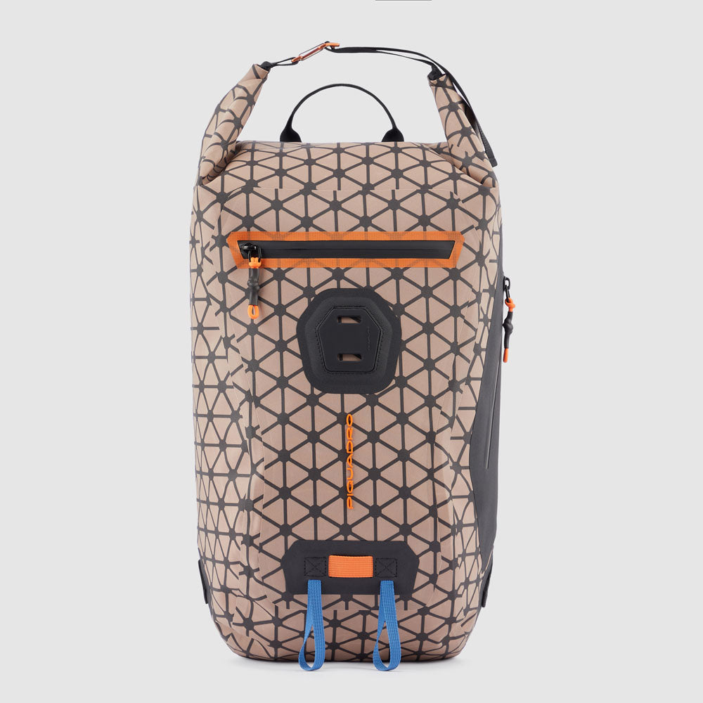 Piquadro Corner 2.0 Rucksack wasserdicht Rolltop Blau