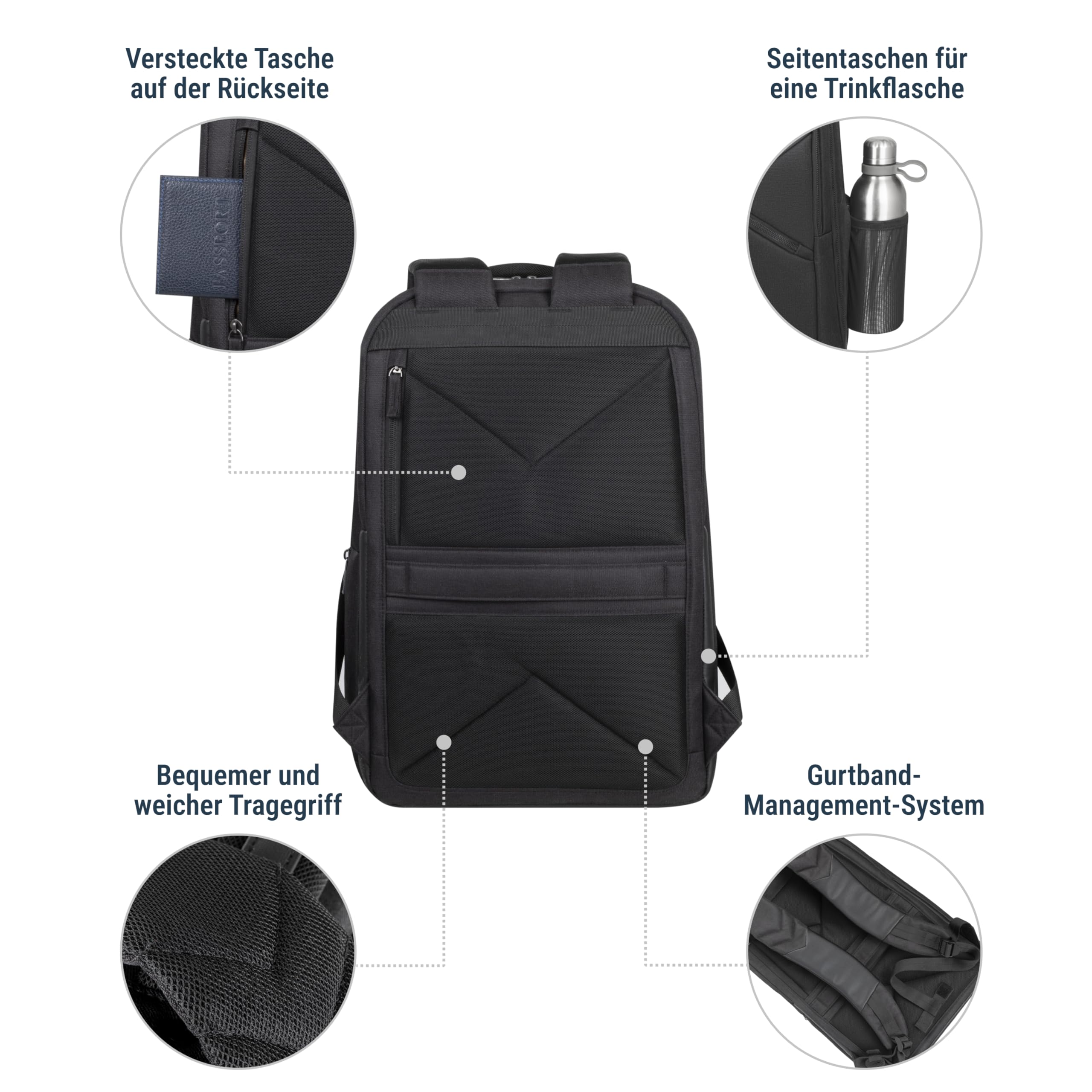 RIVACASE Tegel 17,3 Zoll Laptop Rucksack Schwarz RPET