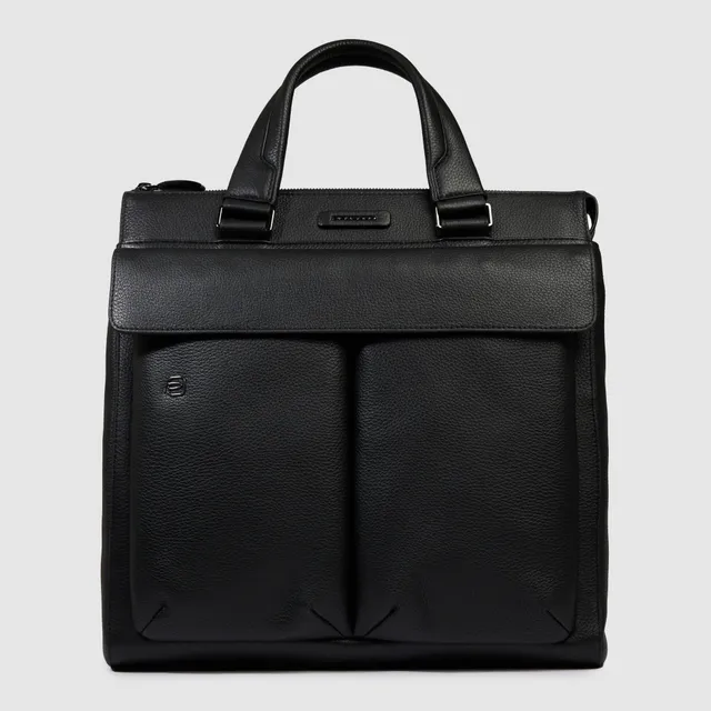Piquadro Black Square Tote Shopper 13,3 Zoll schwarz Leder