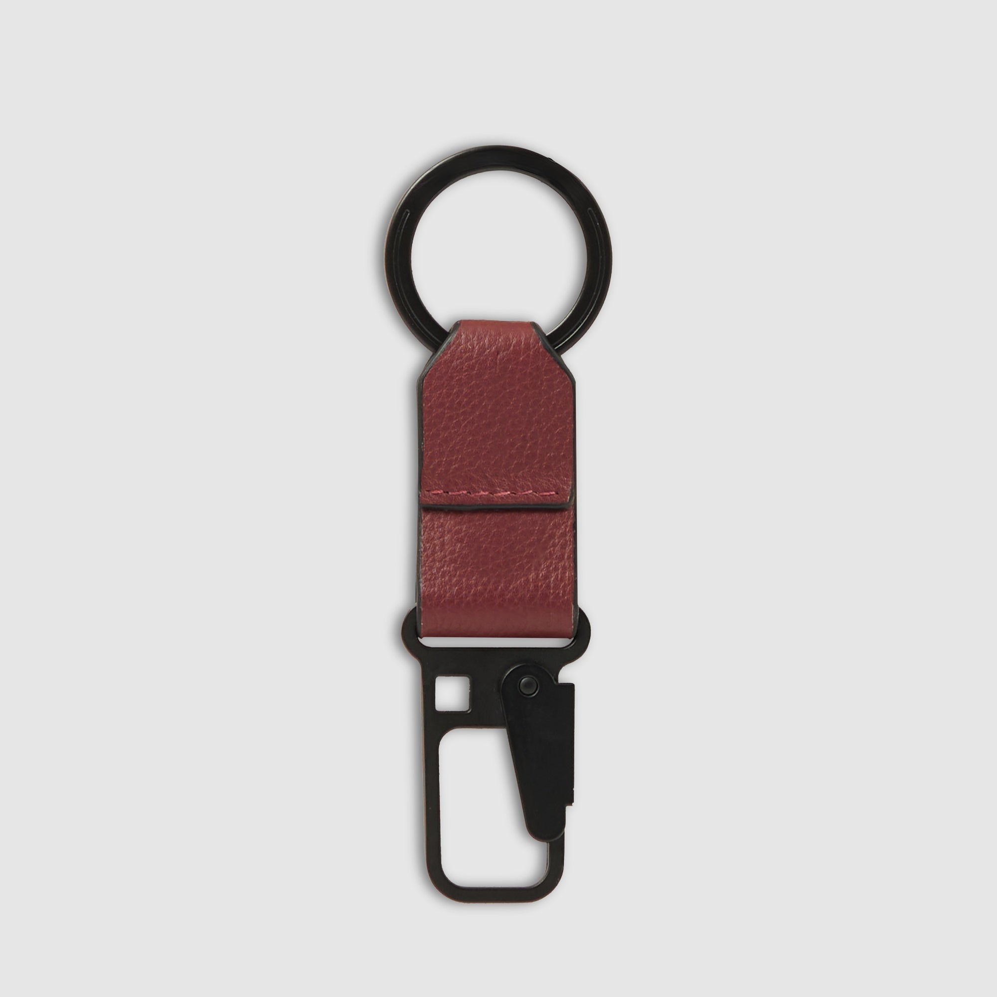 Piquadro Blue Square Schlüsselanhänger Leder Schwarz Karabiner