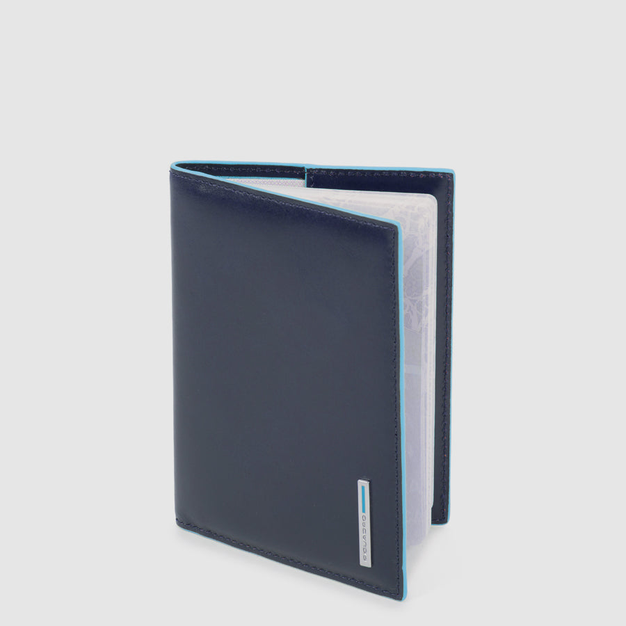 Piquadro Blue Square Reisepasshülle Leder Schwarz