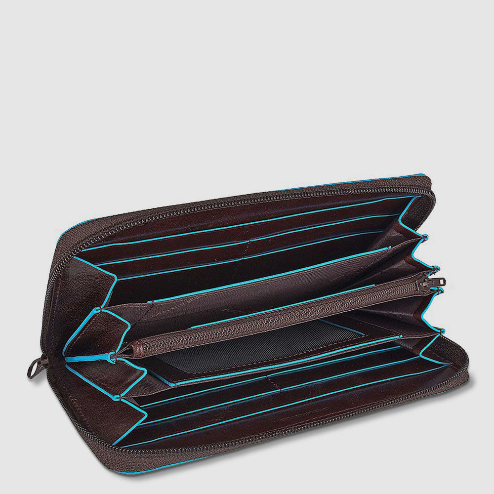 Piquadro Materia Damen-Geldbörse Leder Zip-around Schwarz