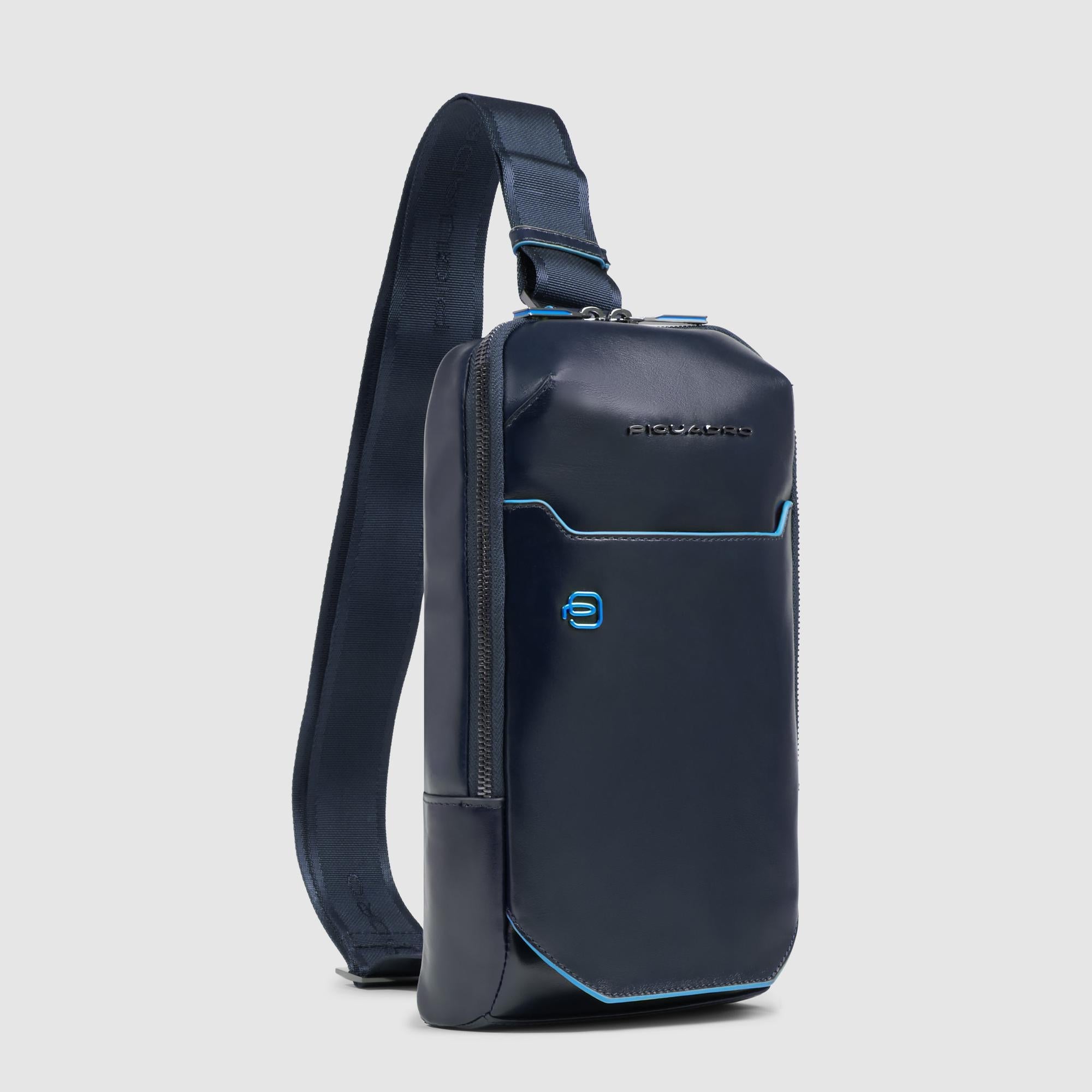 Piquadro Blue Square Monospalla Sling Leder schwarz Herren