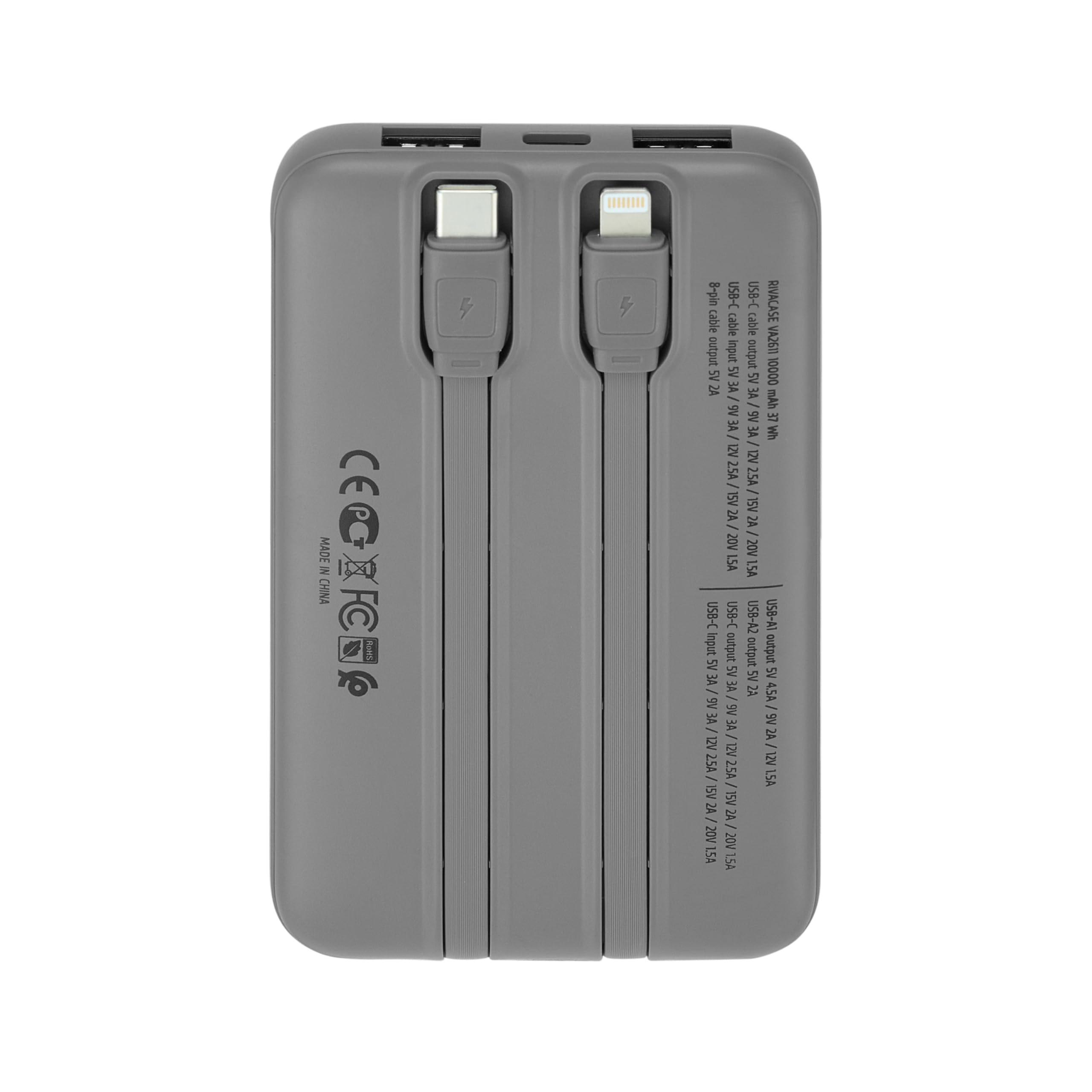 RIVACASE RIVAPOWER VA2611 Powerbank 10000 mAh 30W Kabel