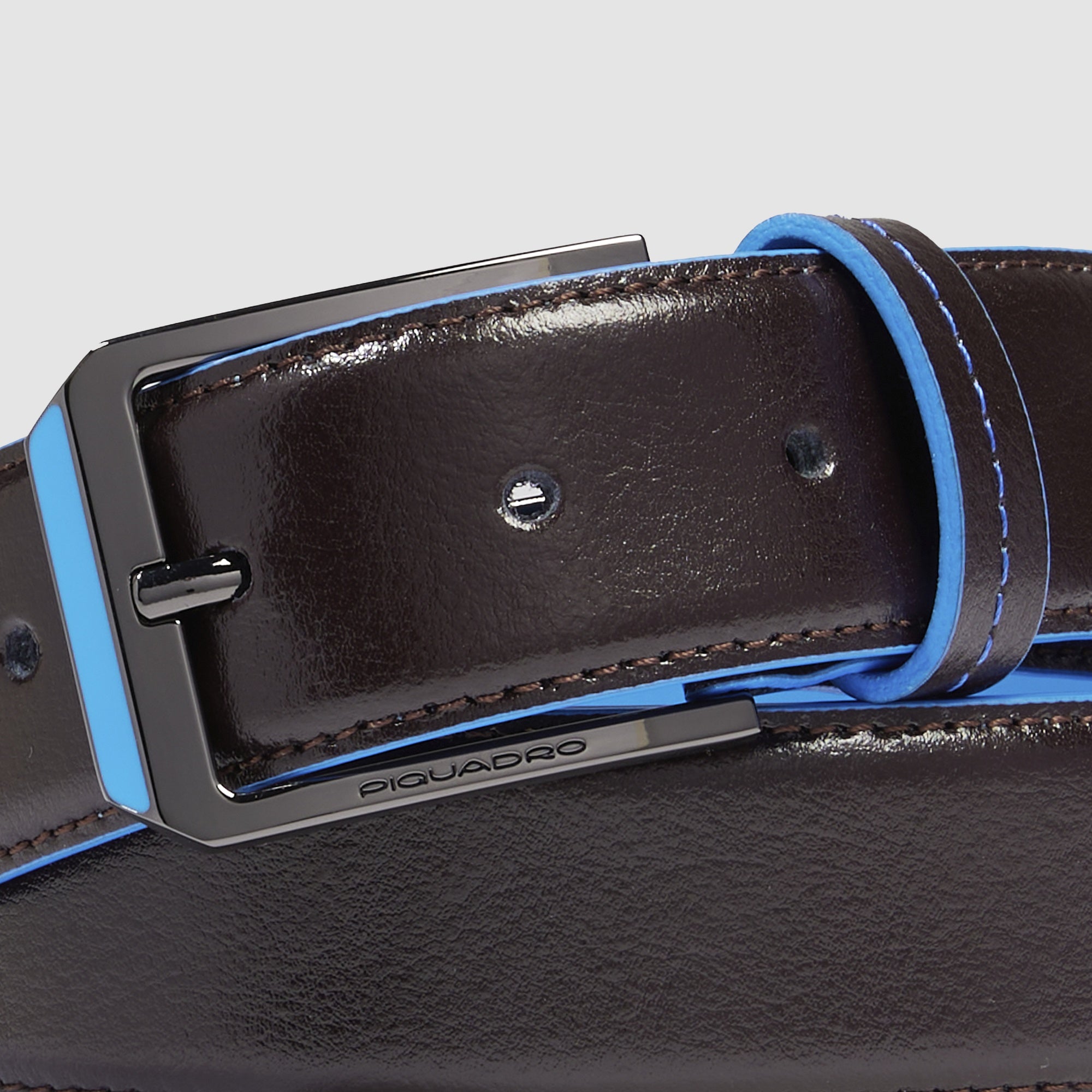Piquadro Blue Square Ledergürtel Herren Blau Dornschließe