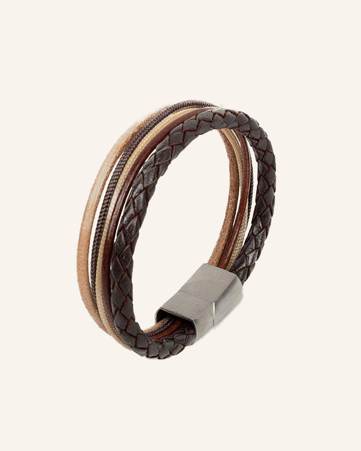 Buckle & Seam Manu Lederarmband braun Gr. M Magnetverschluss