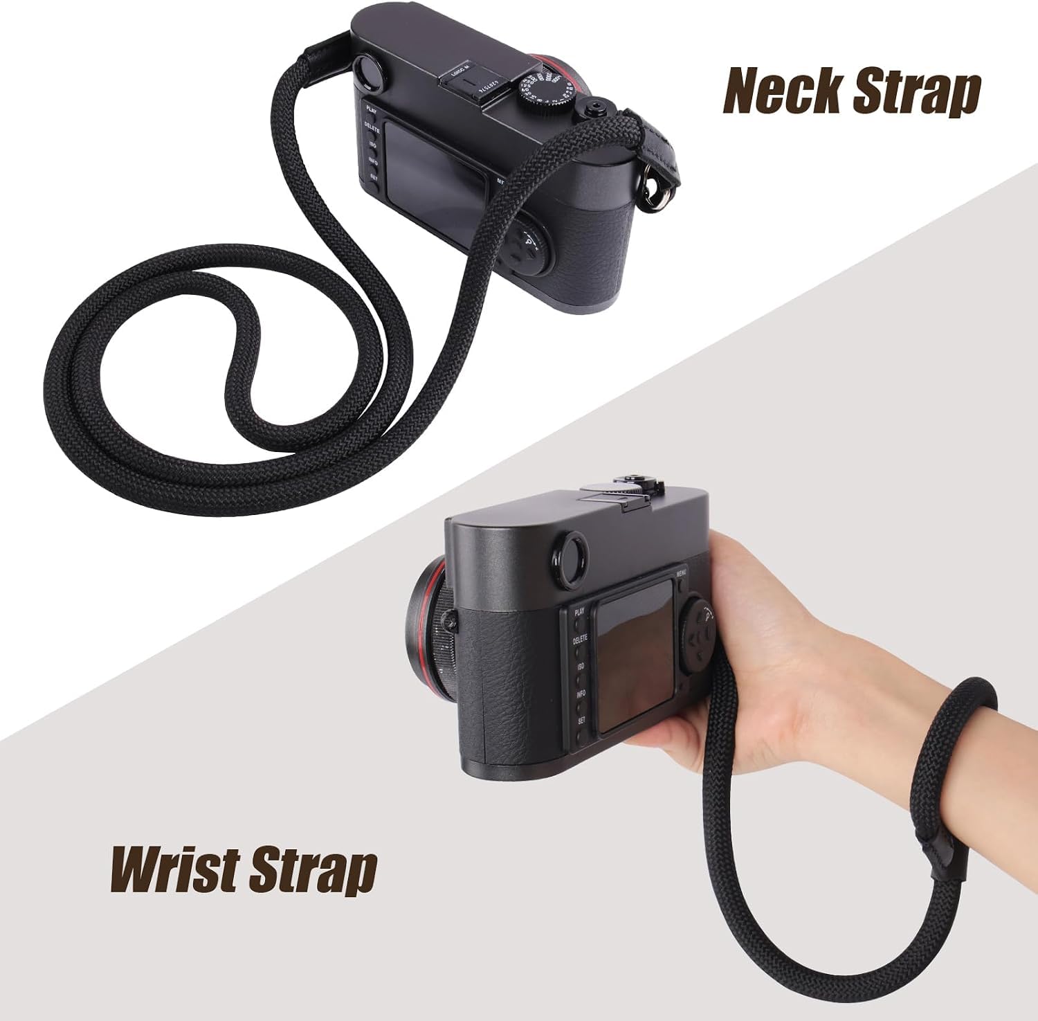 Arvok Travel Accessories Kameragurt Schwarz Rundseil Handschlaufe