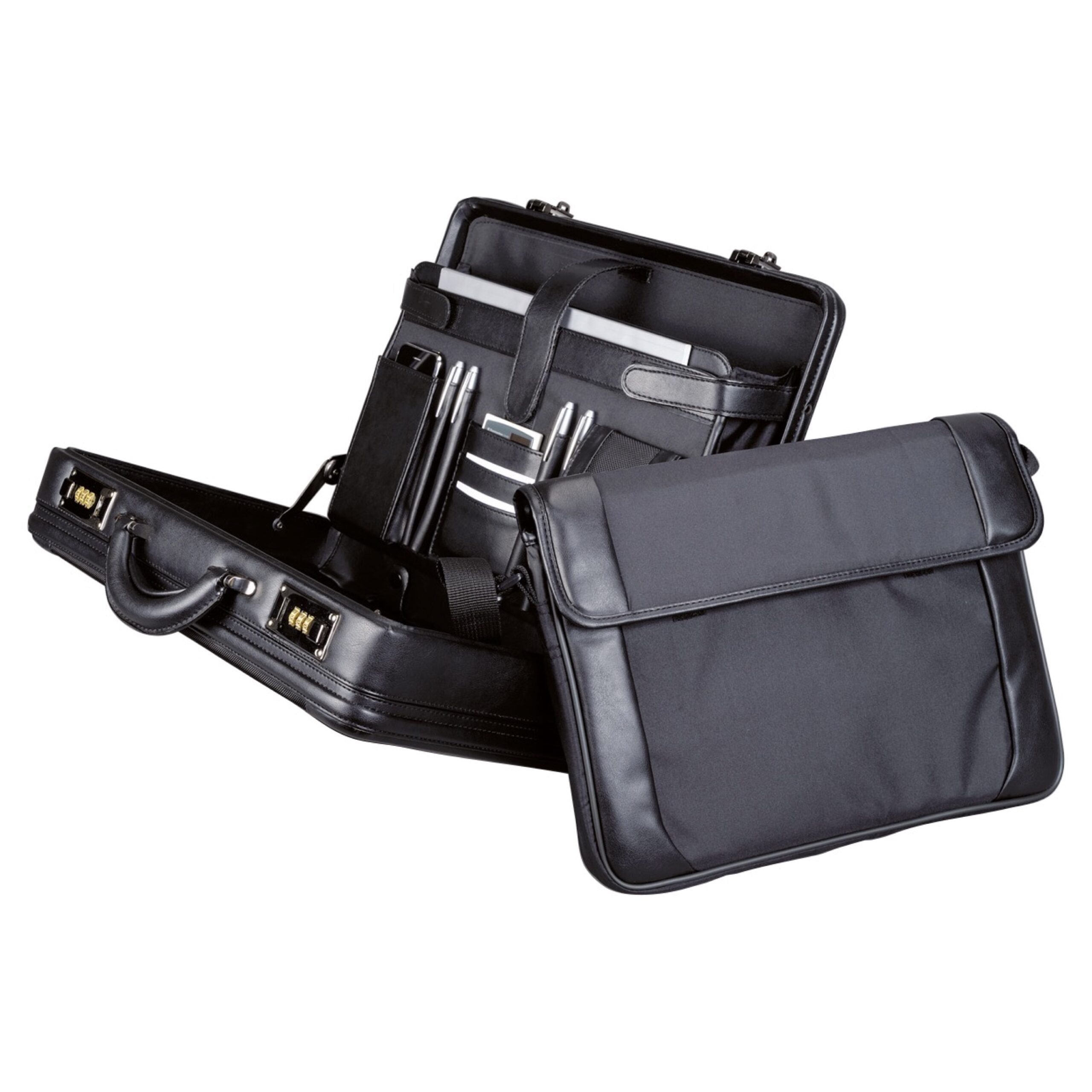 Alassio Modica Laptop Attachékoffer Kunstleder schwarz 17 Zoll