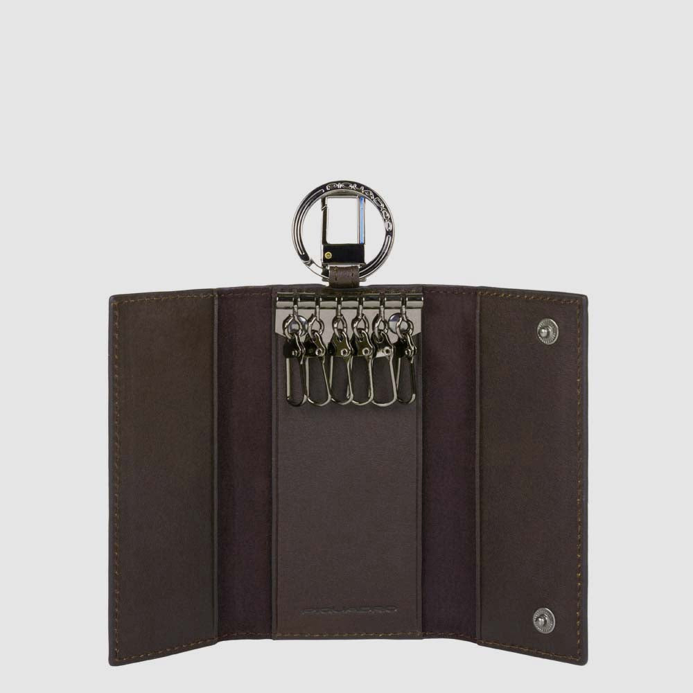 Piquadro Blue Square Schlüsselmappe Leder schwarz 6 Haken