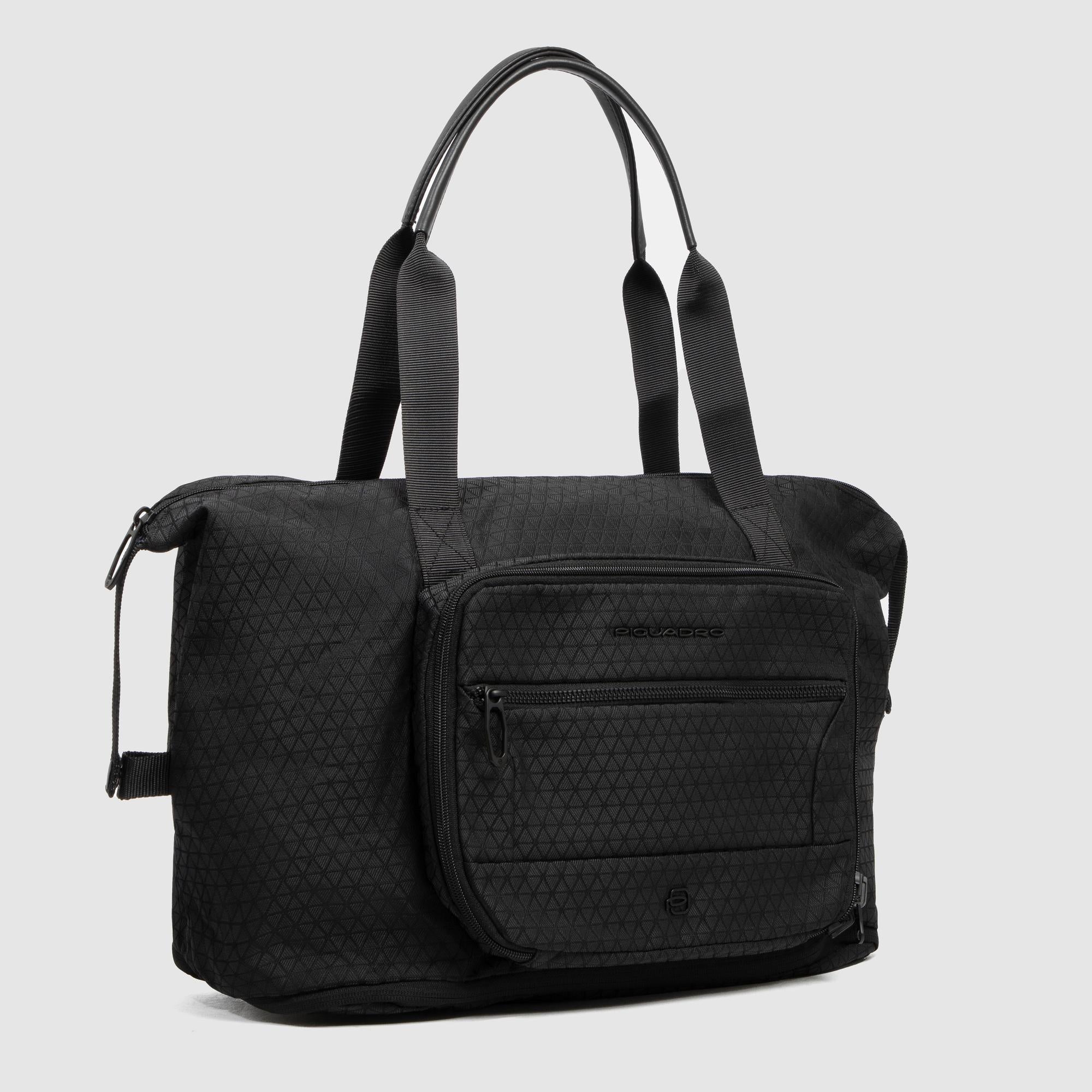 Piquadro Black Square Reisetasche faltbar schwarz recycelt