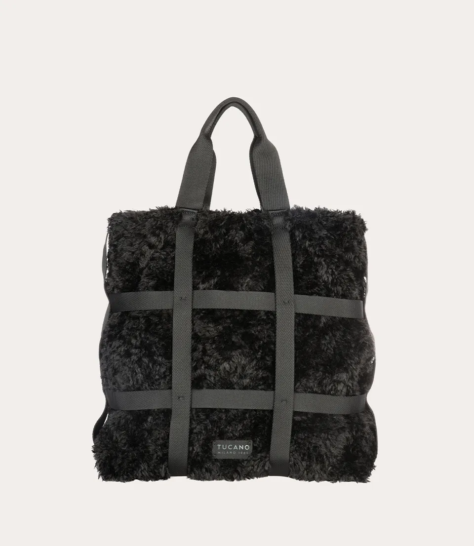 Tucano Cage Tote Tasche Kunstfell Schwarz Laptop