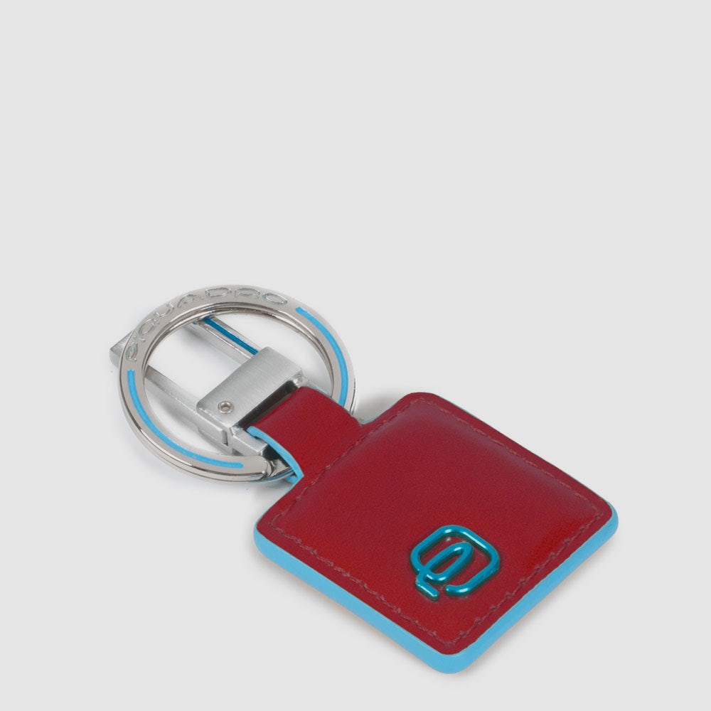 Piquadro Blue Square Schlüsselanhänger Leder quadratisch Blau