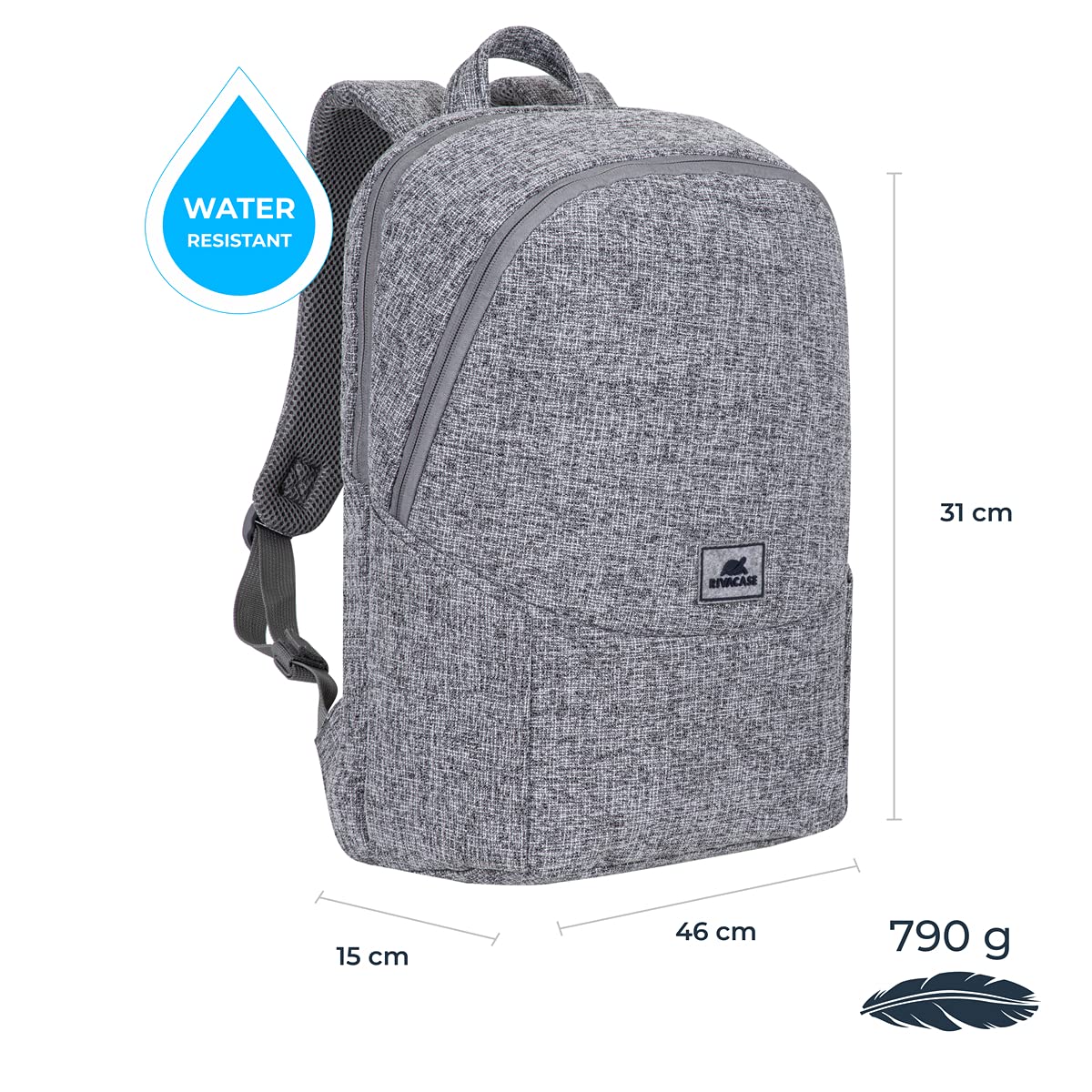 RIVACASE Ulsan Rucksack 15,6 Zoll Hellgrau Polyester