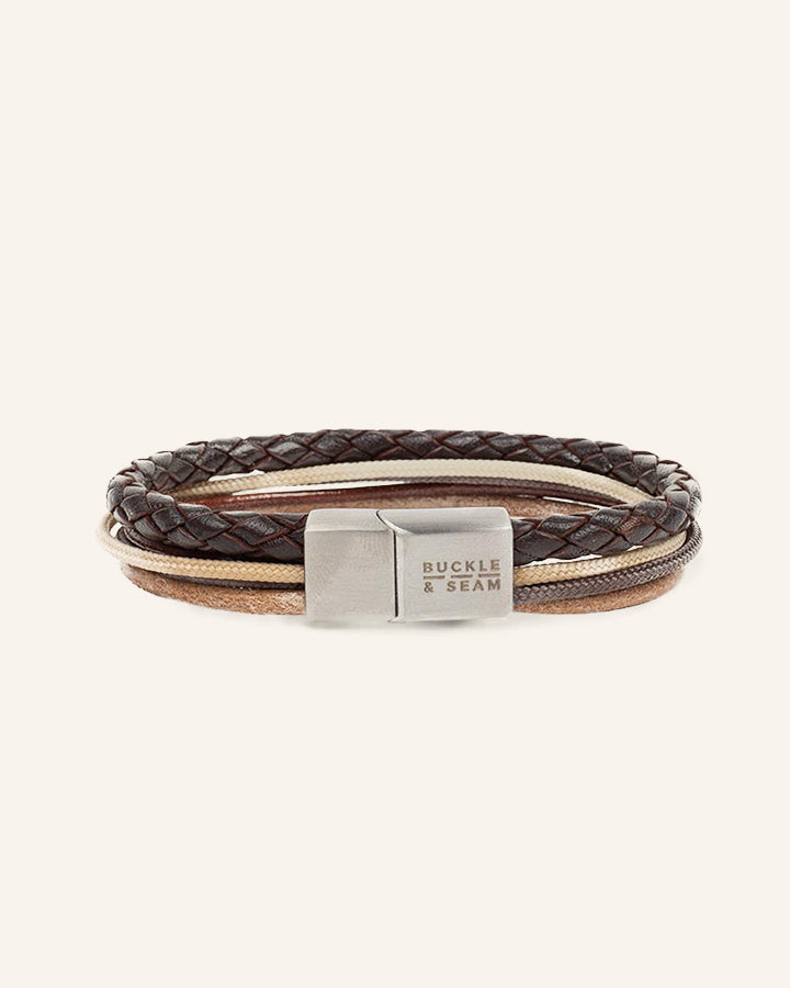 Buckle & Seam Manu Lederarmband braun Gr. M Magnetverschluss