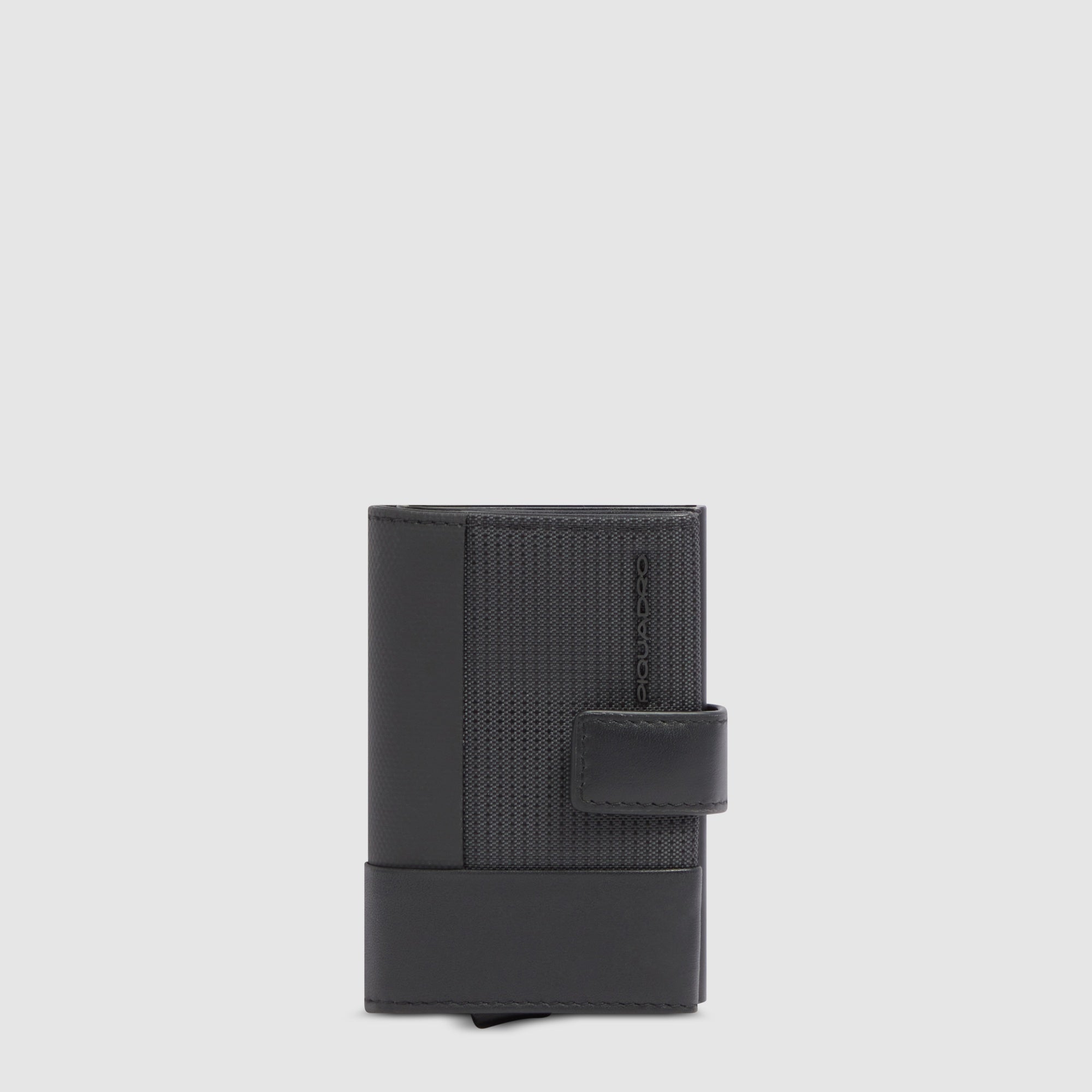 Piquadro Black Square Kartenetui automatisch Schwarz Leder