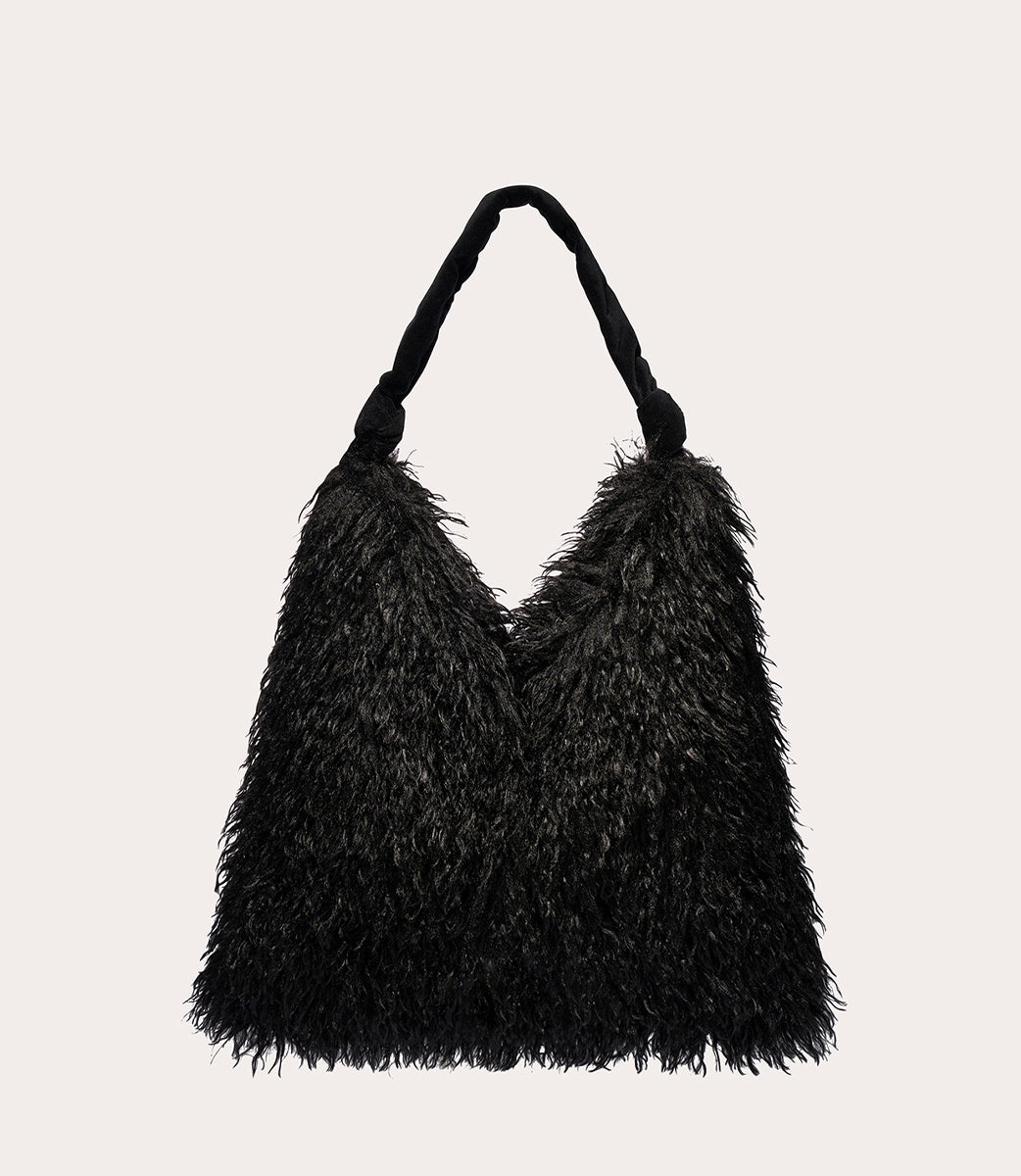Tucano Mongolian Tote Schwarz Kunstfell Shopper