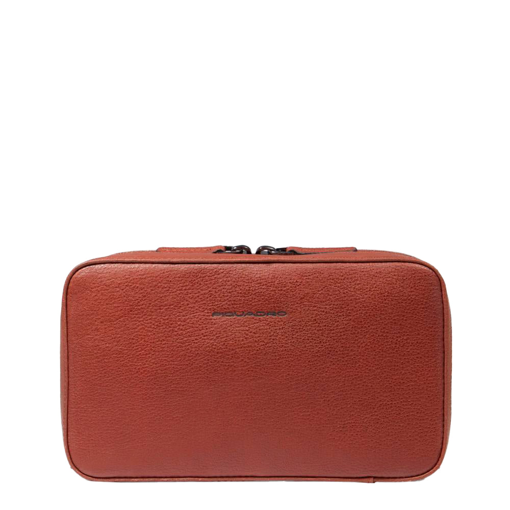 Piquadro Black Square Kabel Etui Braun Leder Organizer