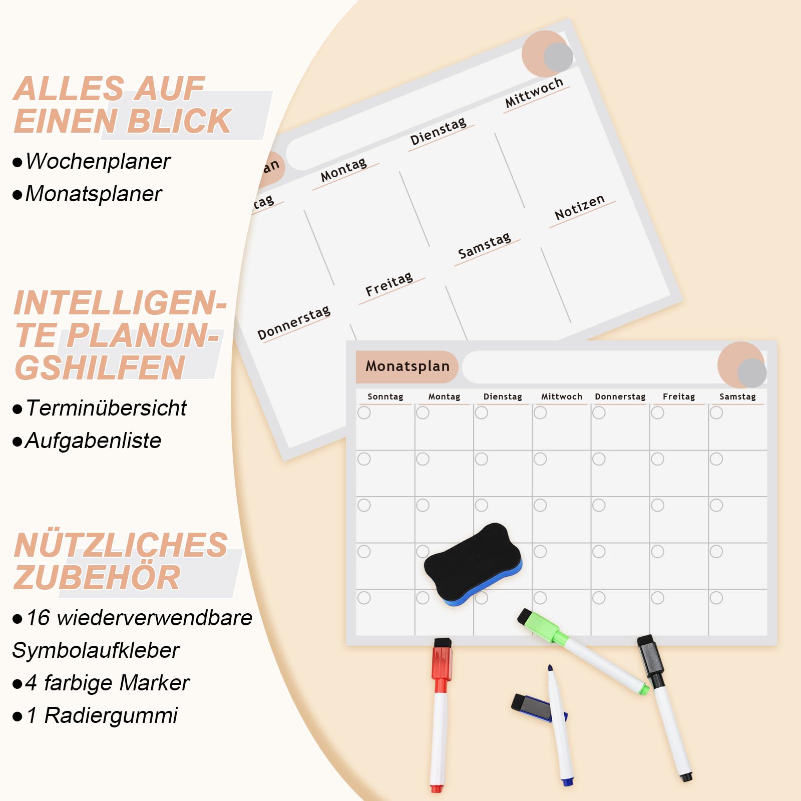 Arvok Travel Accessories Magnetplaner A3 Wochen Monats Set