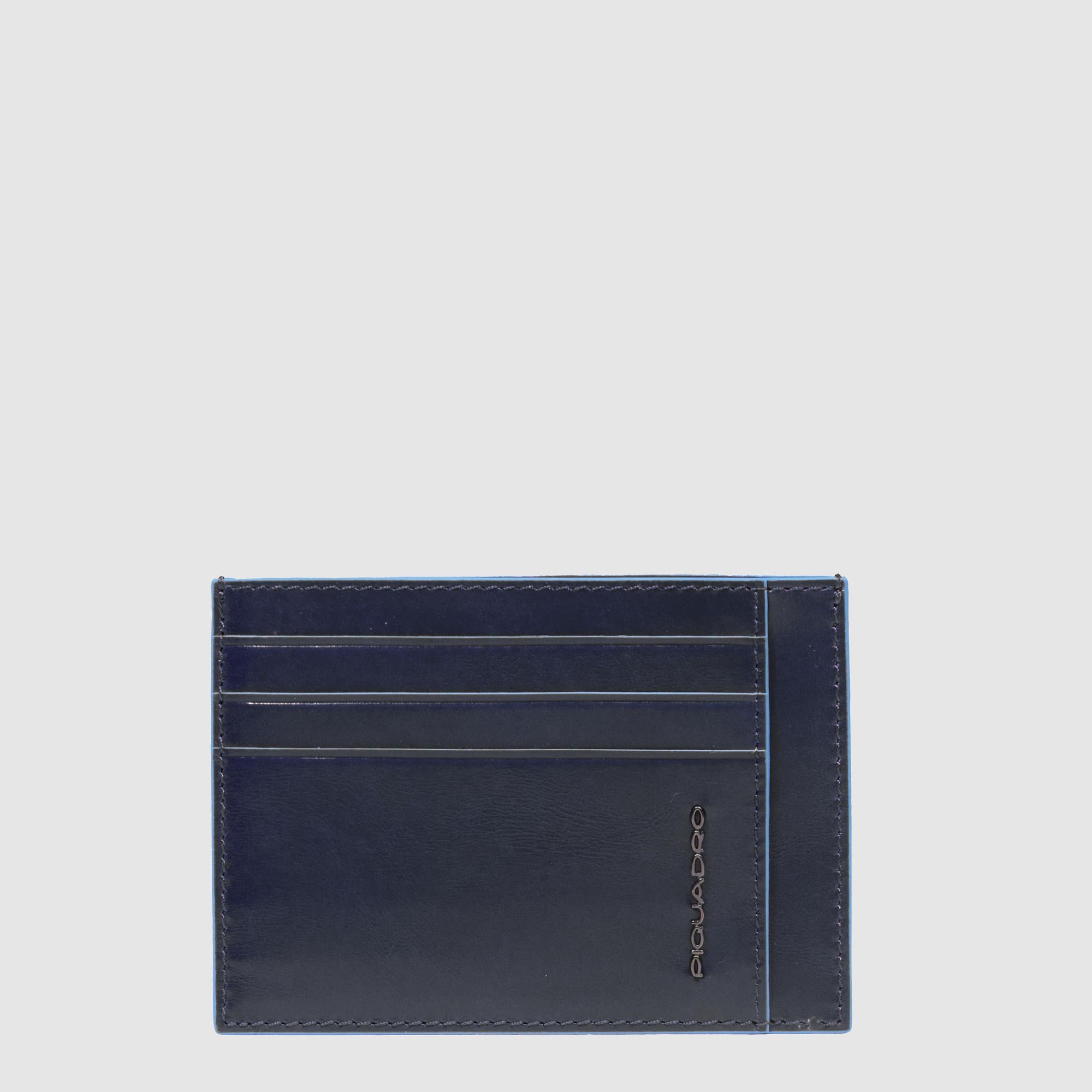 Piquadro Black Square Kartenetui Schwarz Flach Leder RFID