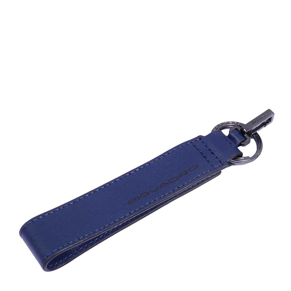 Piquadro Blue Square Kofferanhänger Leder Karabiner braun