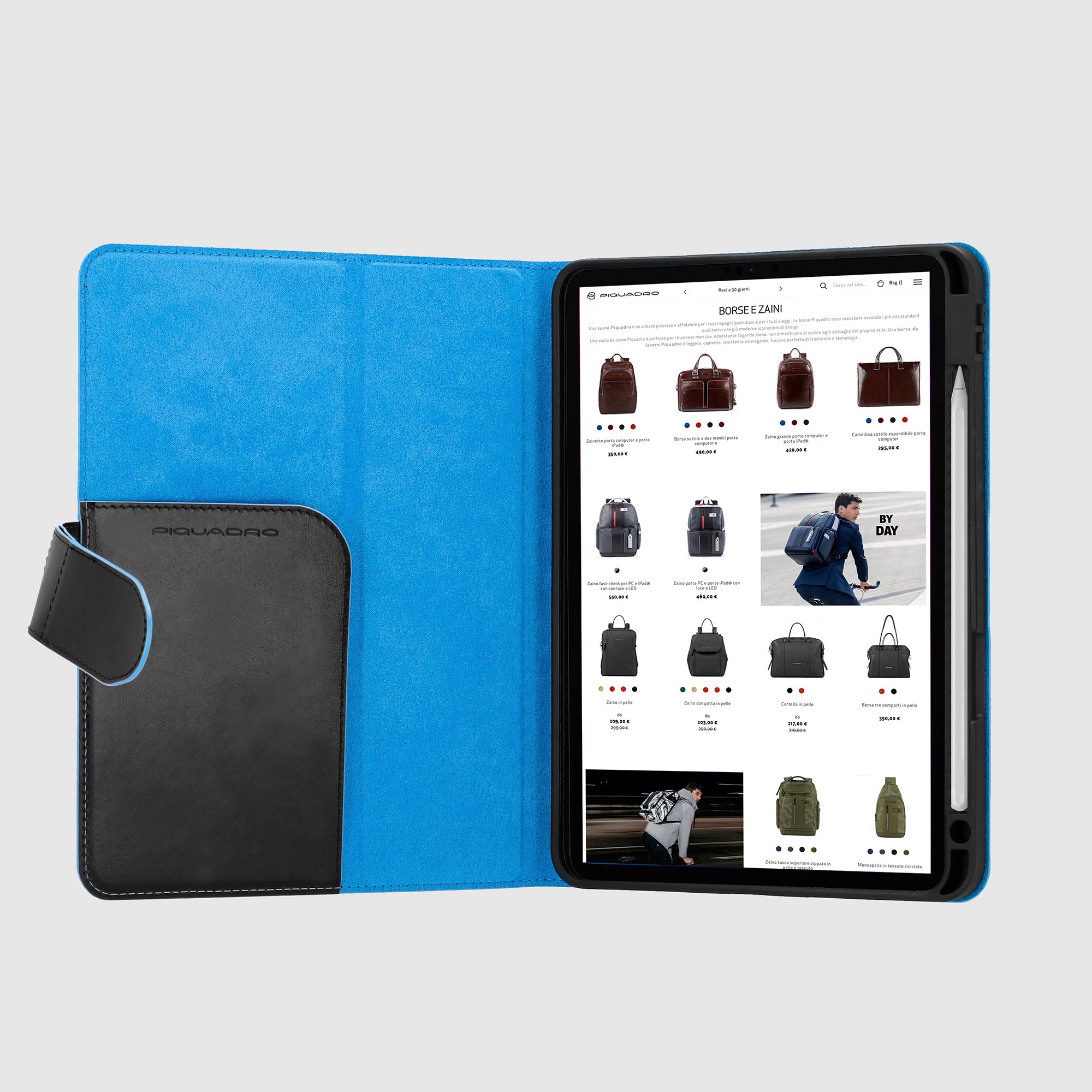 Piquadro Connequ iPad-Hülle Air 11 Zoll Schwarz Aufsteller