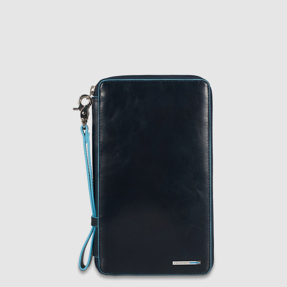 Piquadro Black Square Reiseorganizer Leder schwarz Kartenfach