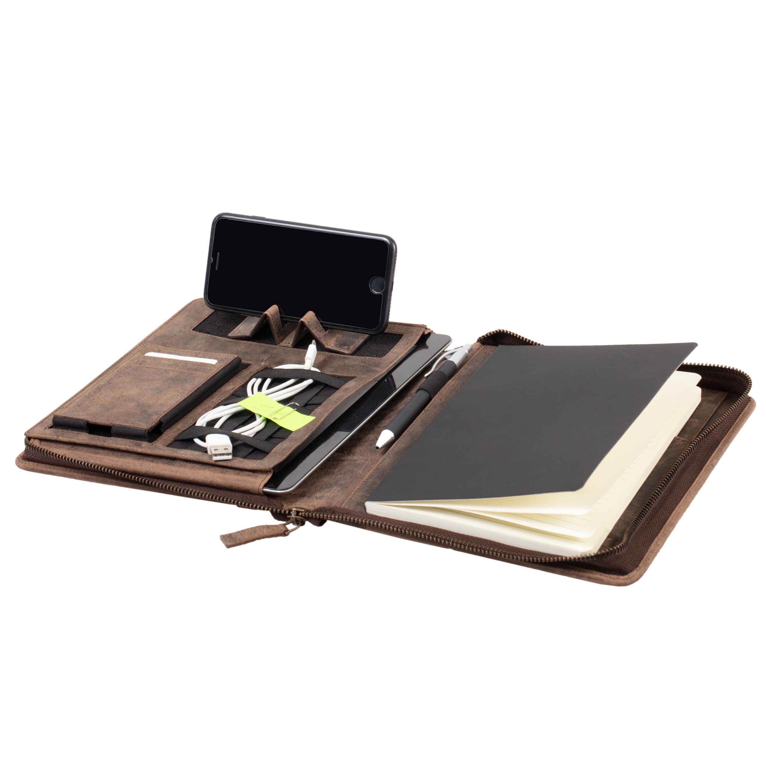 Lightpak Charon Organizer A5 braun Leder Handyfach