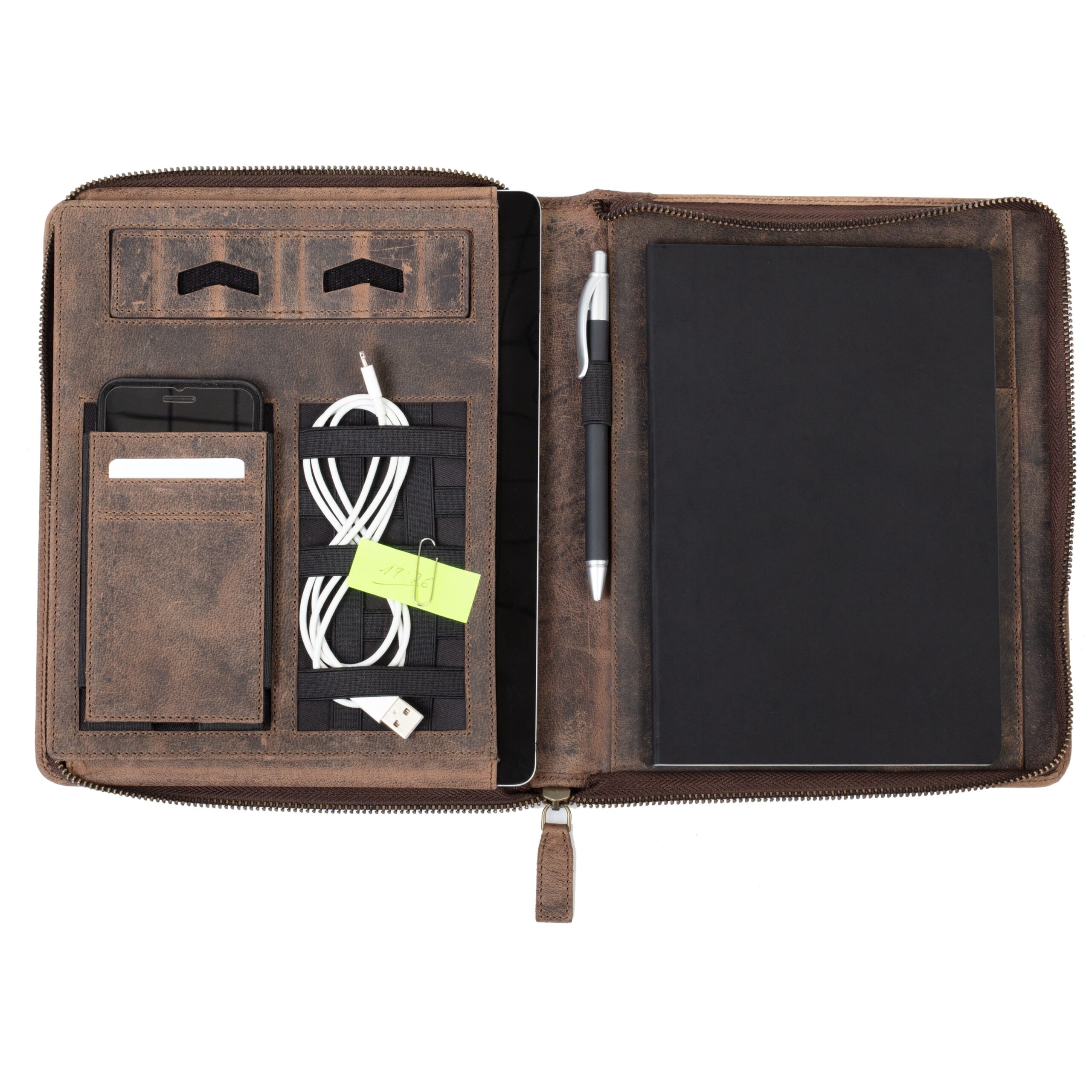 Lightpak Charon Organizer A5 braun Leder Handyfach