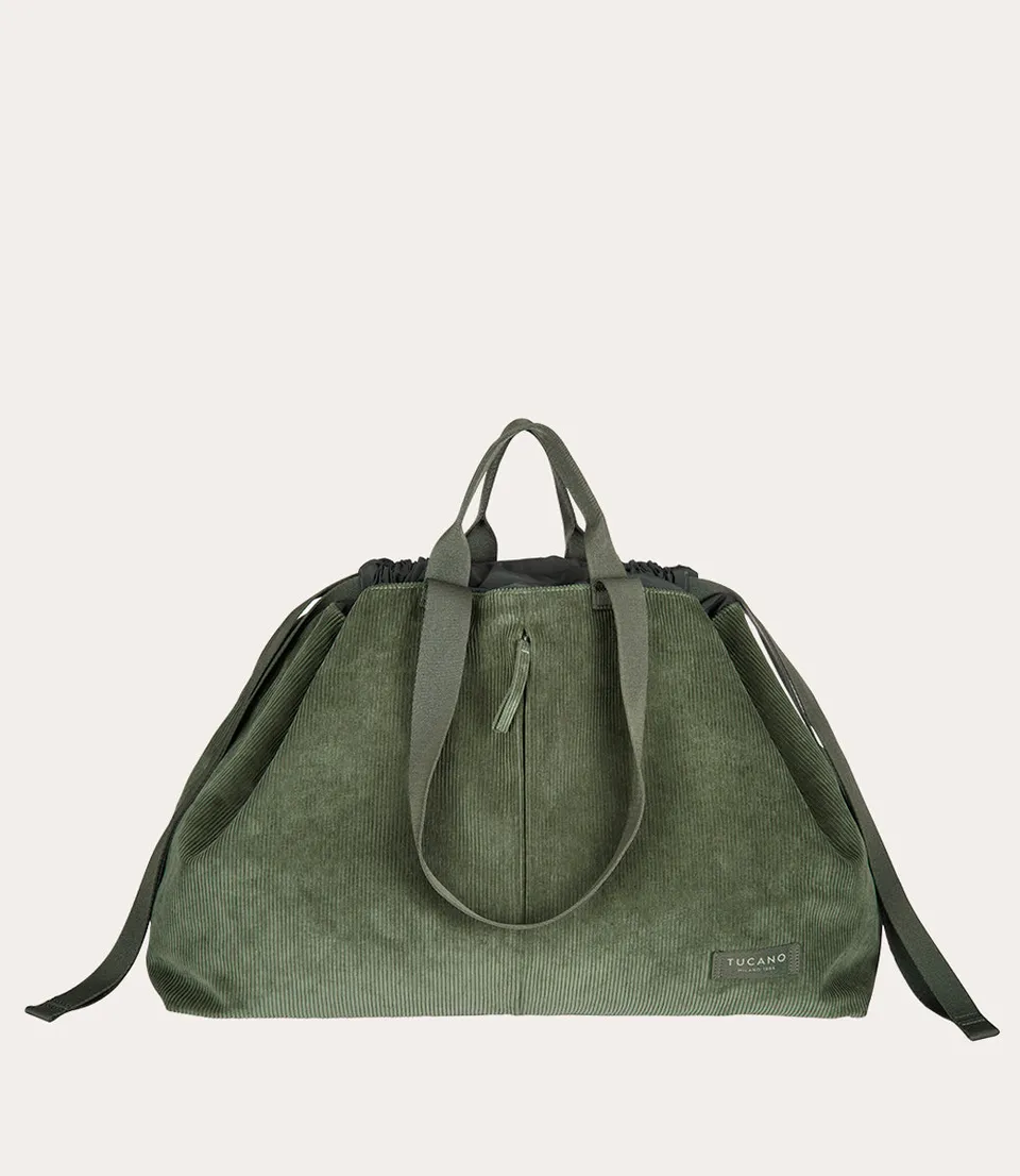 Tucano Carry Corduroy Large Weekender Samt Grün Kordelzug